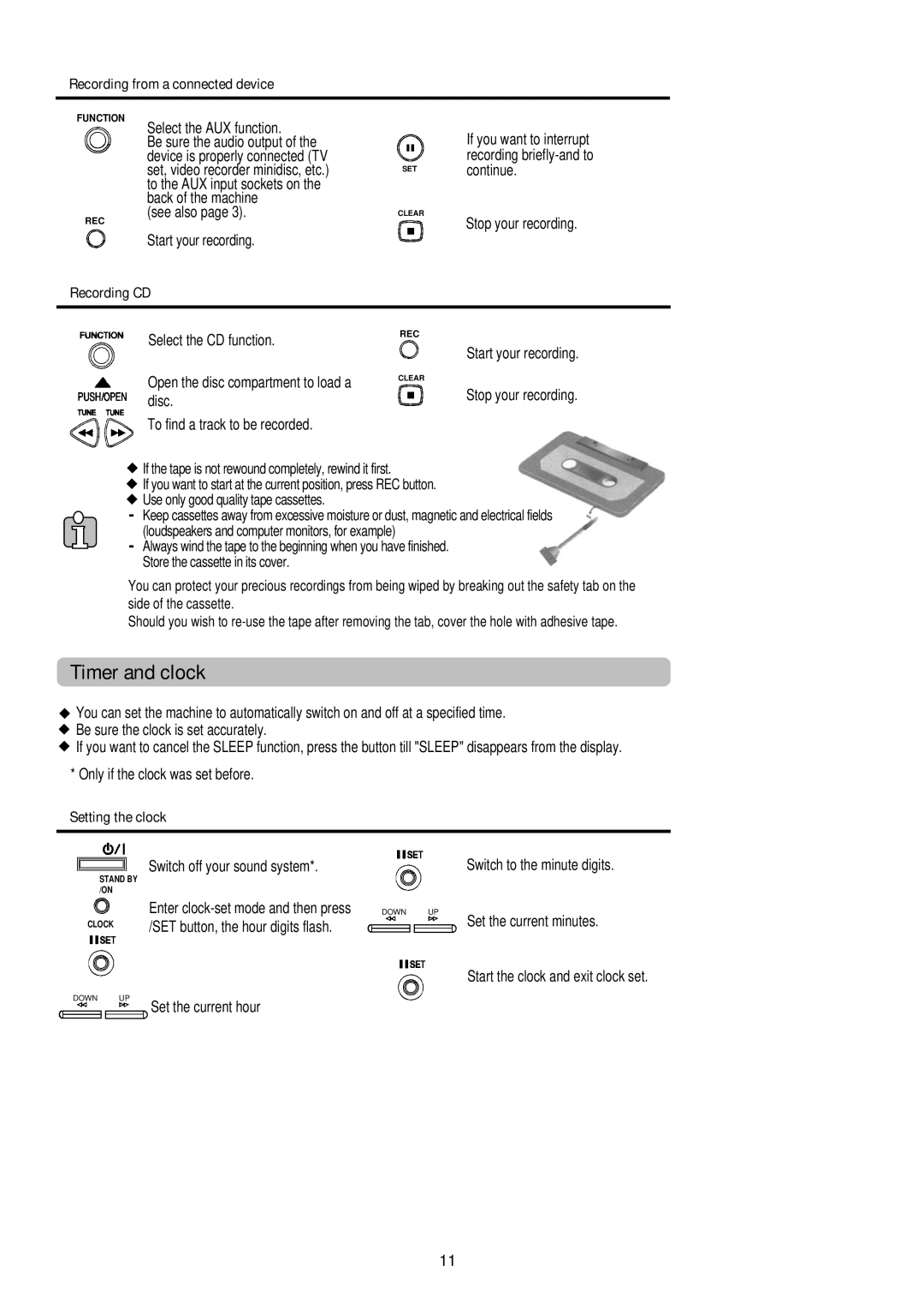 Palsonic PMCL-521 instruction manual Recording CD 