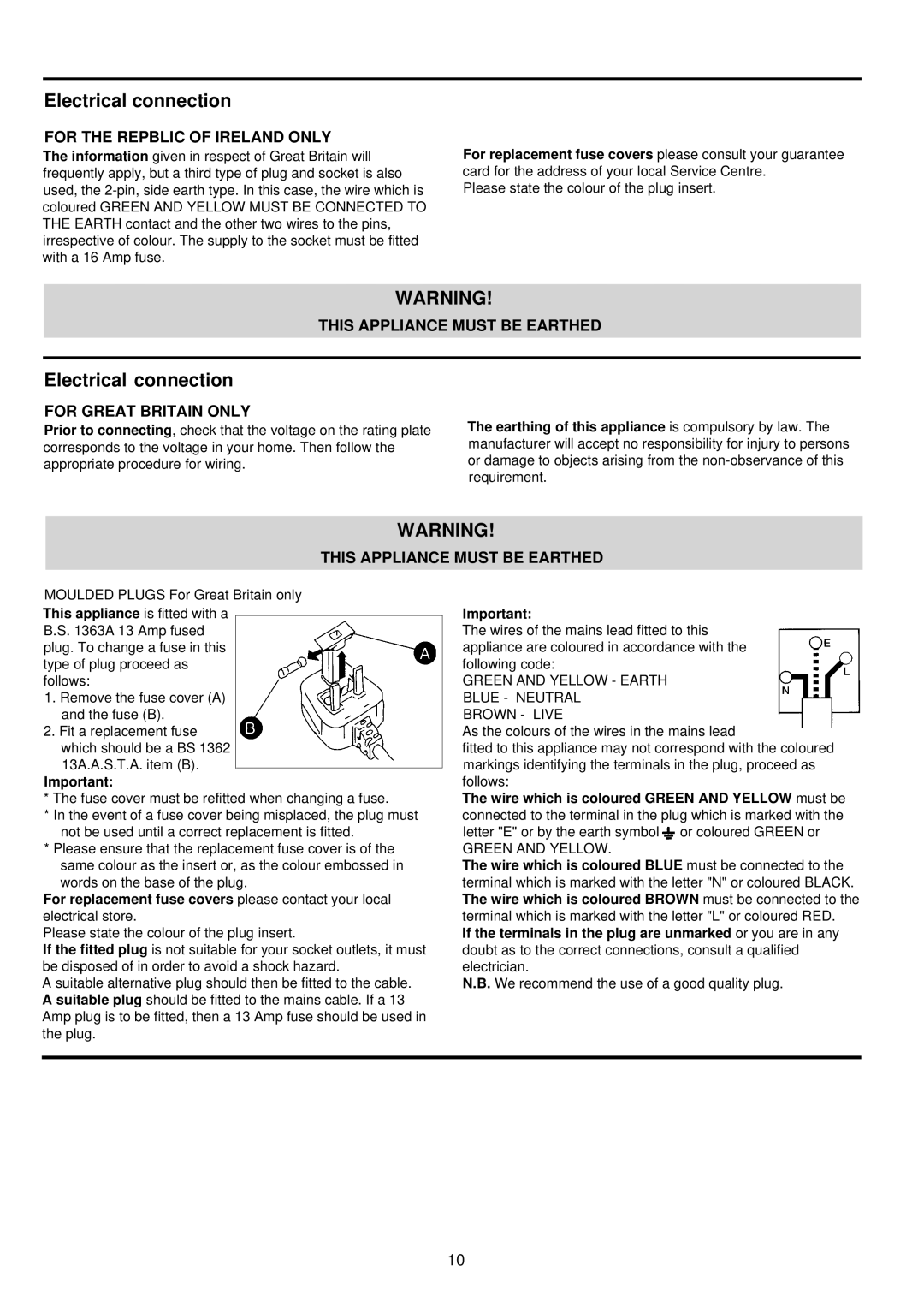 Palsonic PMO-500 243 manual For the Repblic of Ireland only 