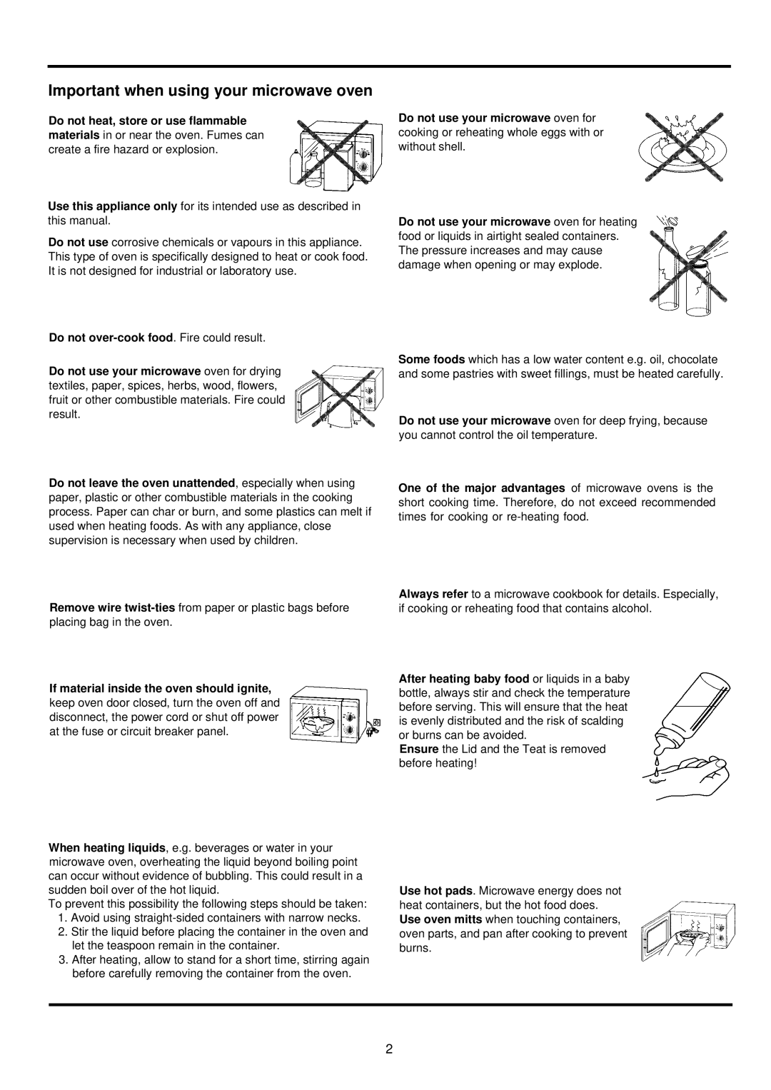 Palsonic PMO-500 243 manual Important when using your microwave oven 