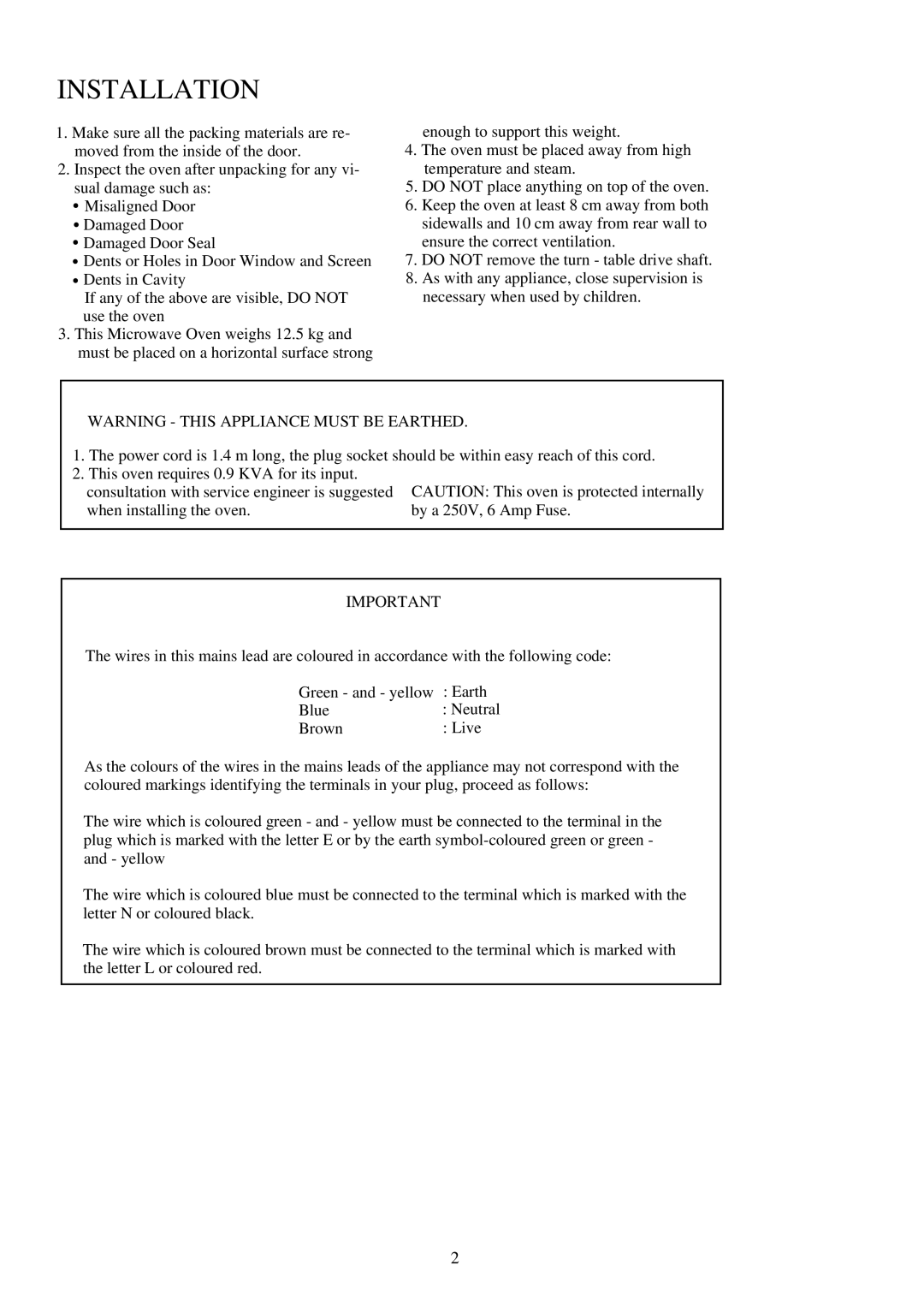 Palsonic PMO-555 owner manual Installation 