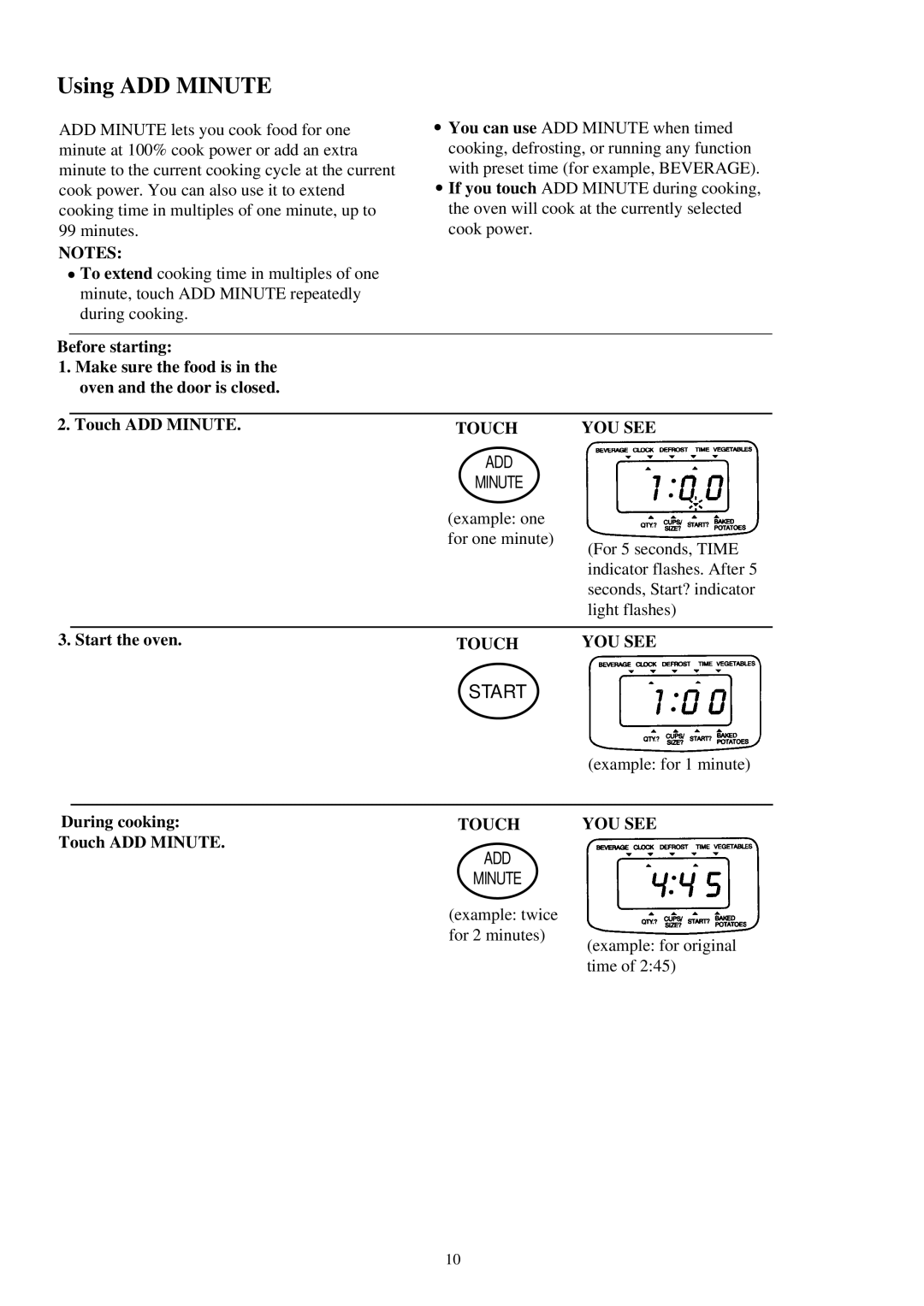 Palsonic PMO-585 manual Using ADD Minute, YOU see 