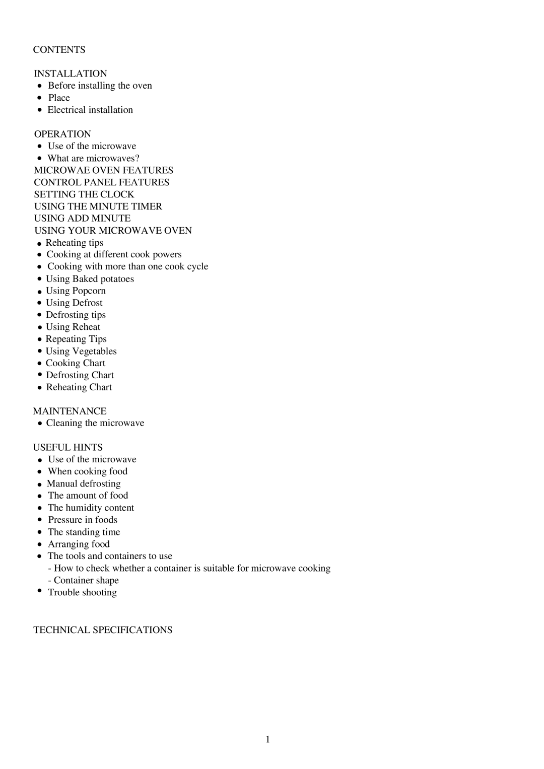 Palsonic PMO-585 manual Contents Installation 