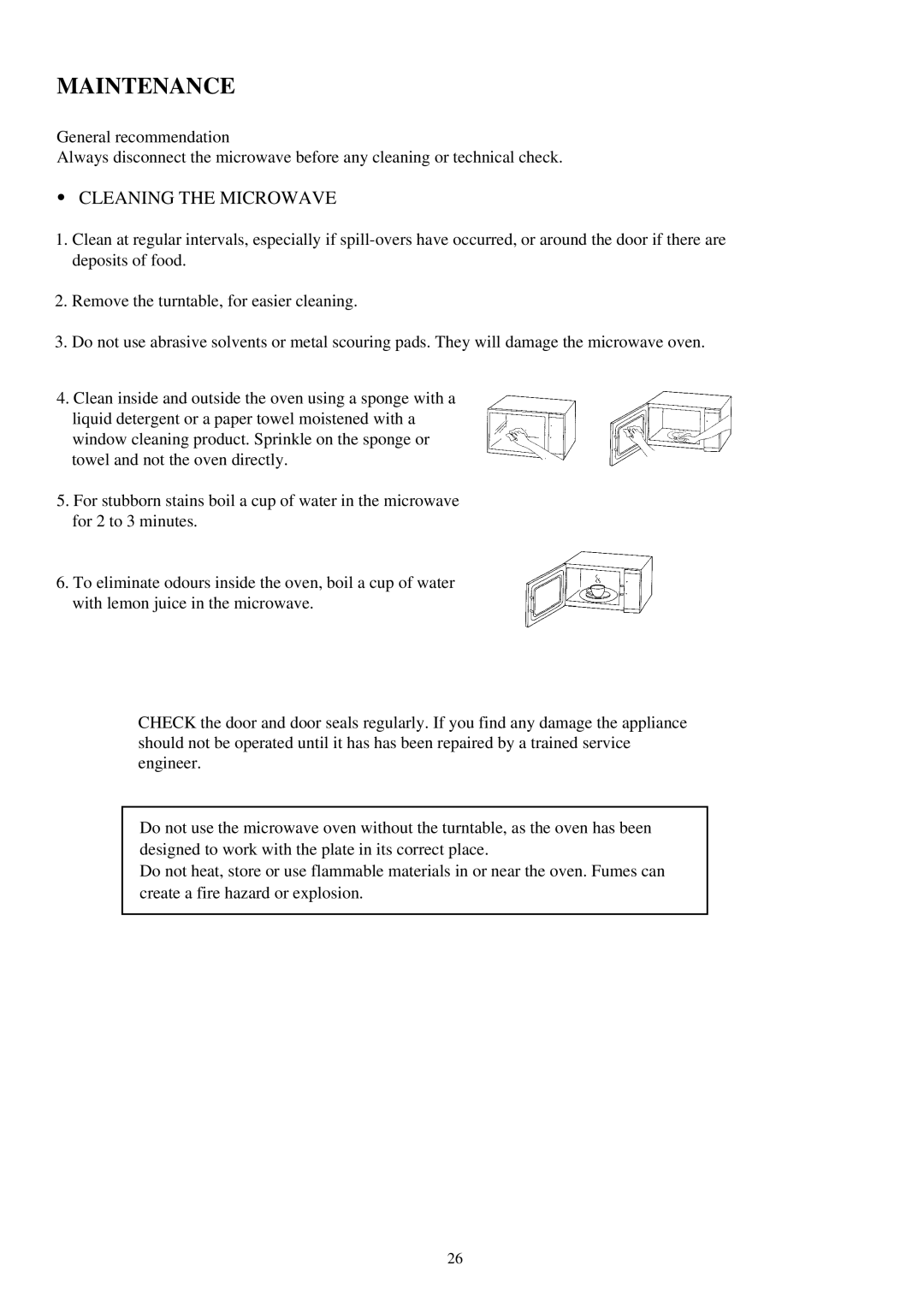 Palsonic PMO-585 manual Maintenance, Cleaning the Microwave 