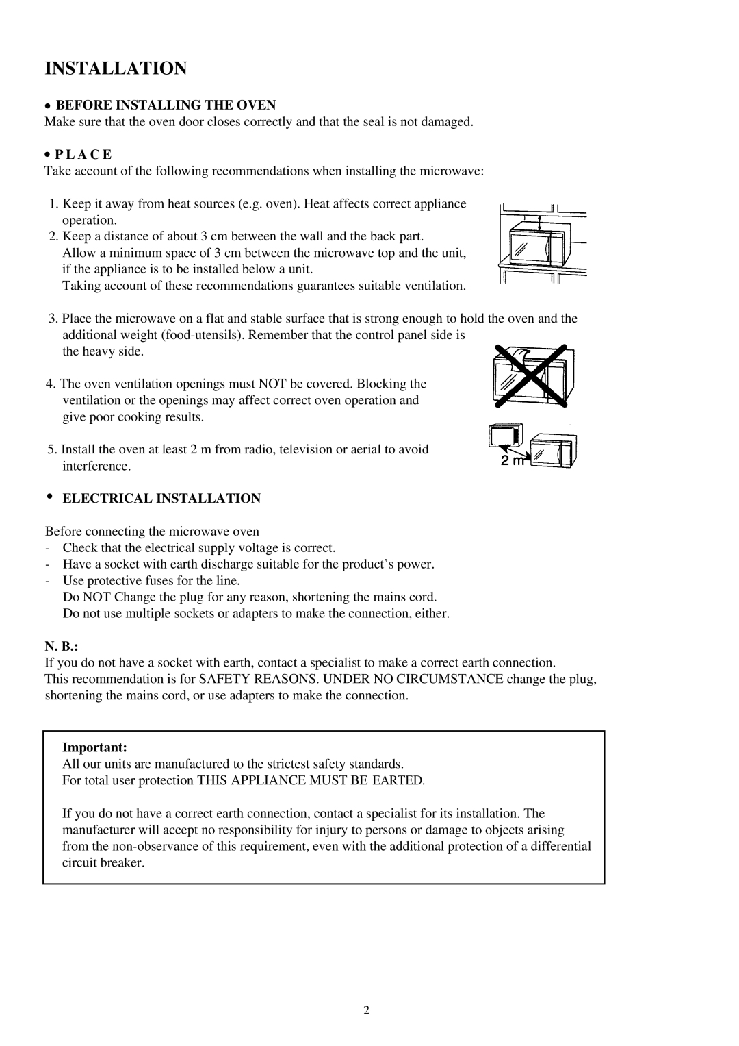 Palsonic PMO-585 manual Before Installing the Oven, A C E, Electrical Installation 