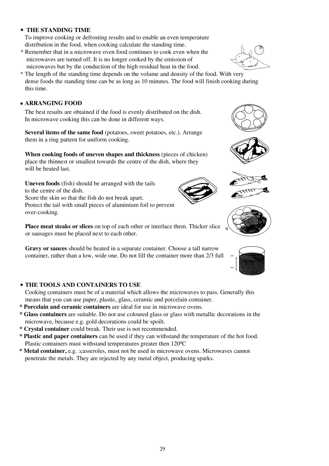 Palsonic PMO-585 manual Standing Time, Arranging Food, Tools and Containers to USE 