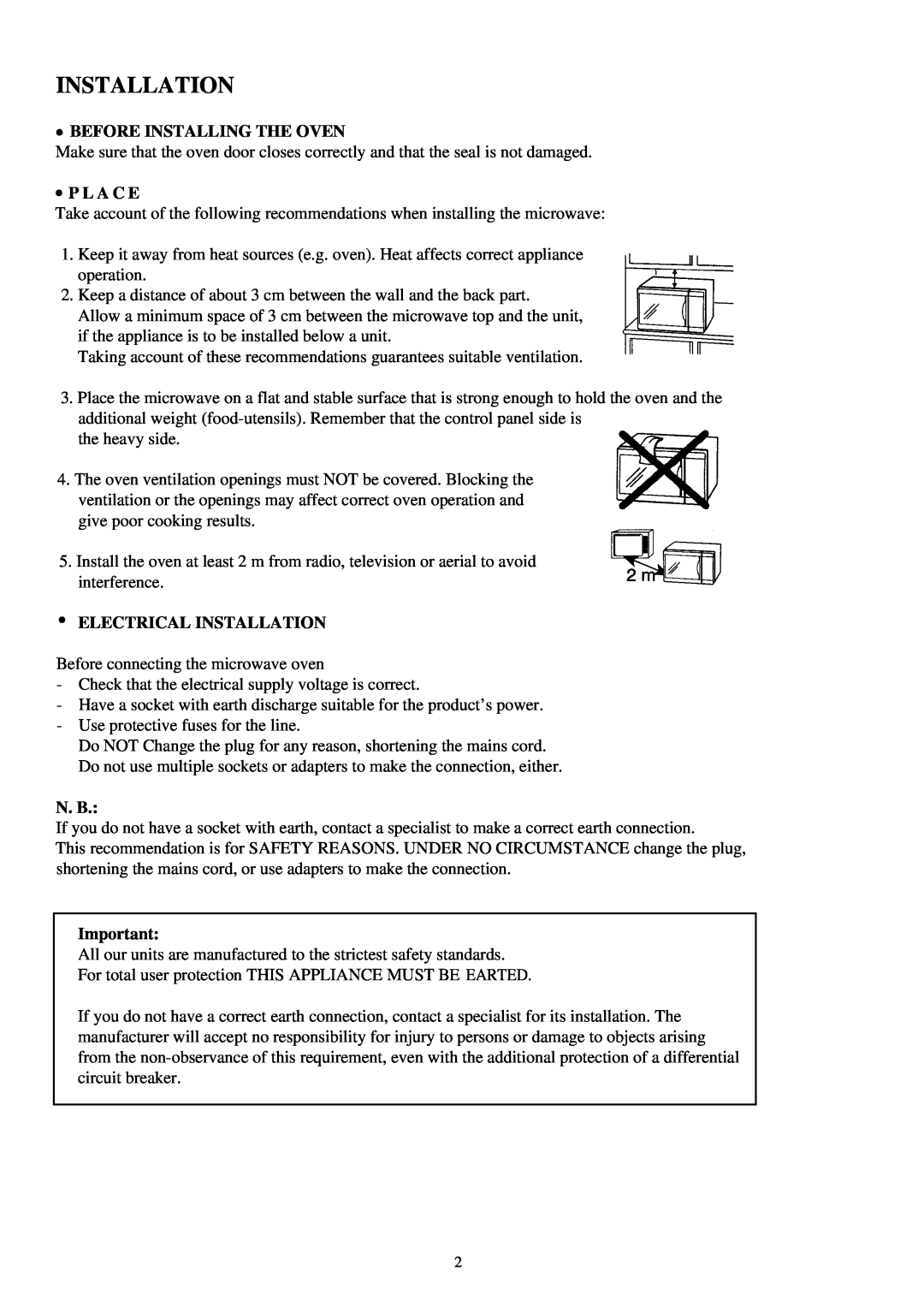 Palsonic PMO-585 manual Before Installing The Oven, P L A C E, Electrical Installation, N. B 