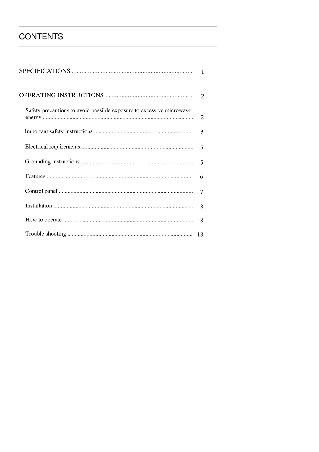 Palsonic PMO-750 manual Contents 