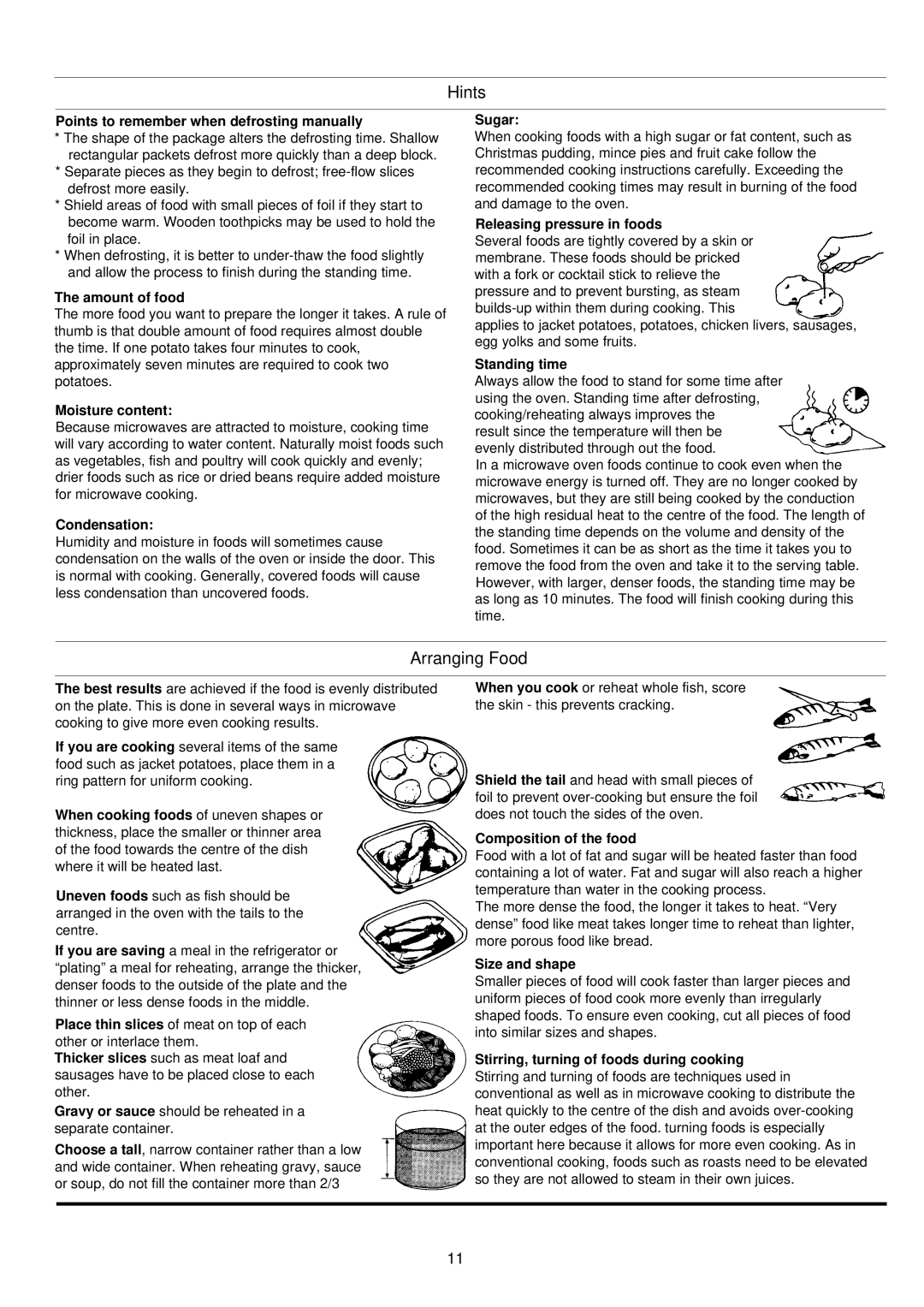 Palsonic PMO-755 Points to remember when defrosting manually, Amount of food, Moisture content, Condensation, Sugar 