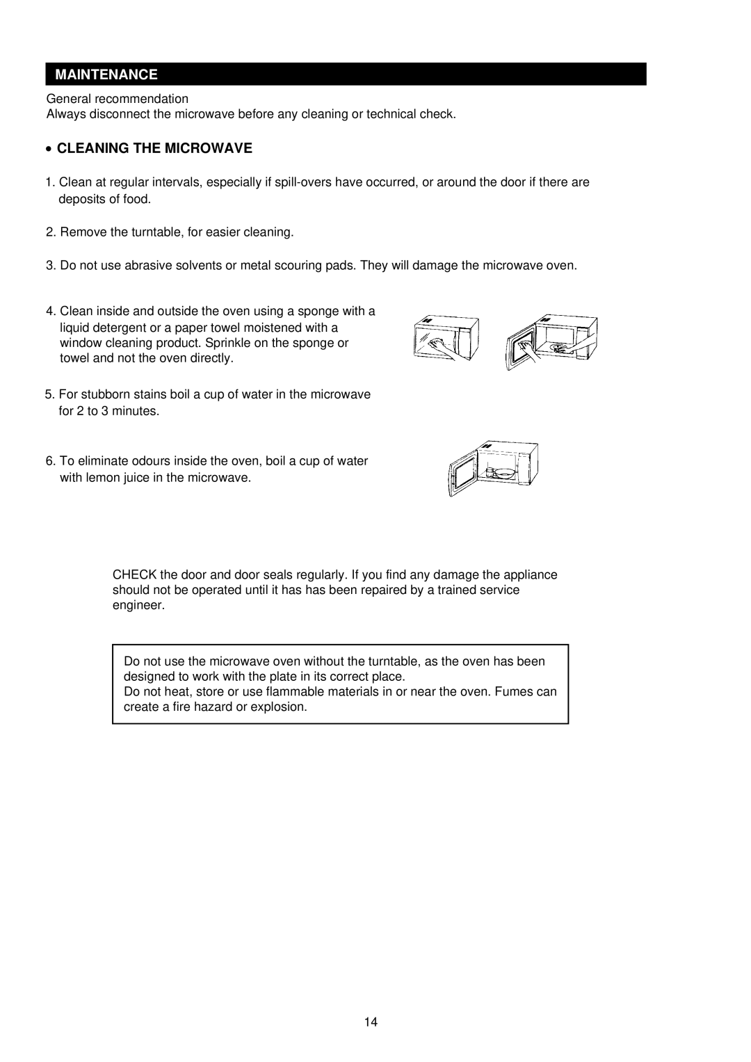 Palsonic PMO-758 manual Maintenance, Cleaning the Microwave 