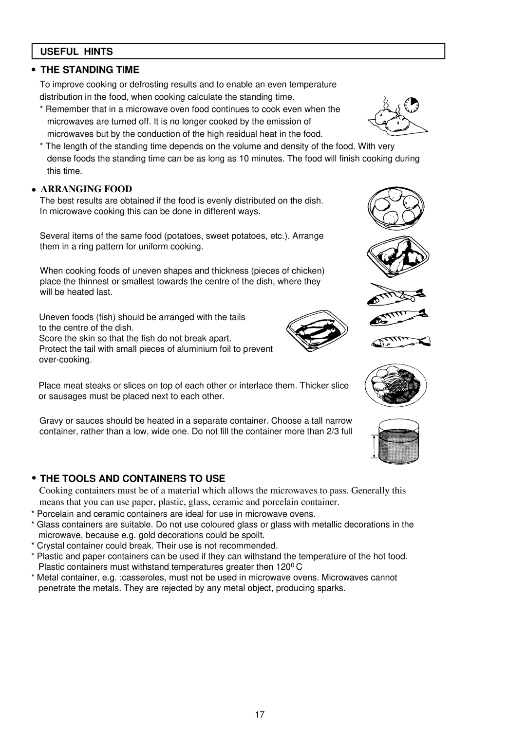 Palsonic PMO-758 manual Useful Hints Standing Time, Tools and Containers to USE 