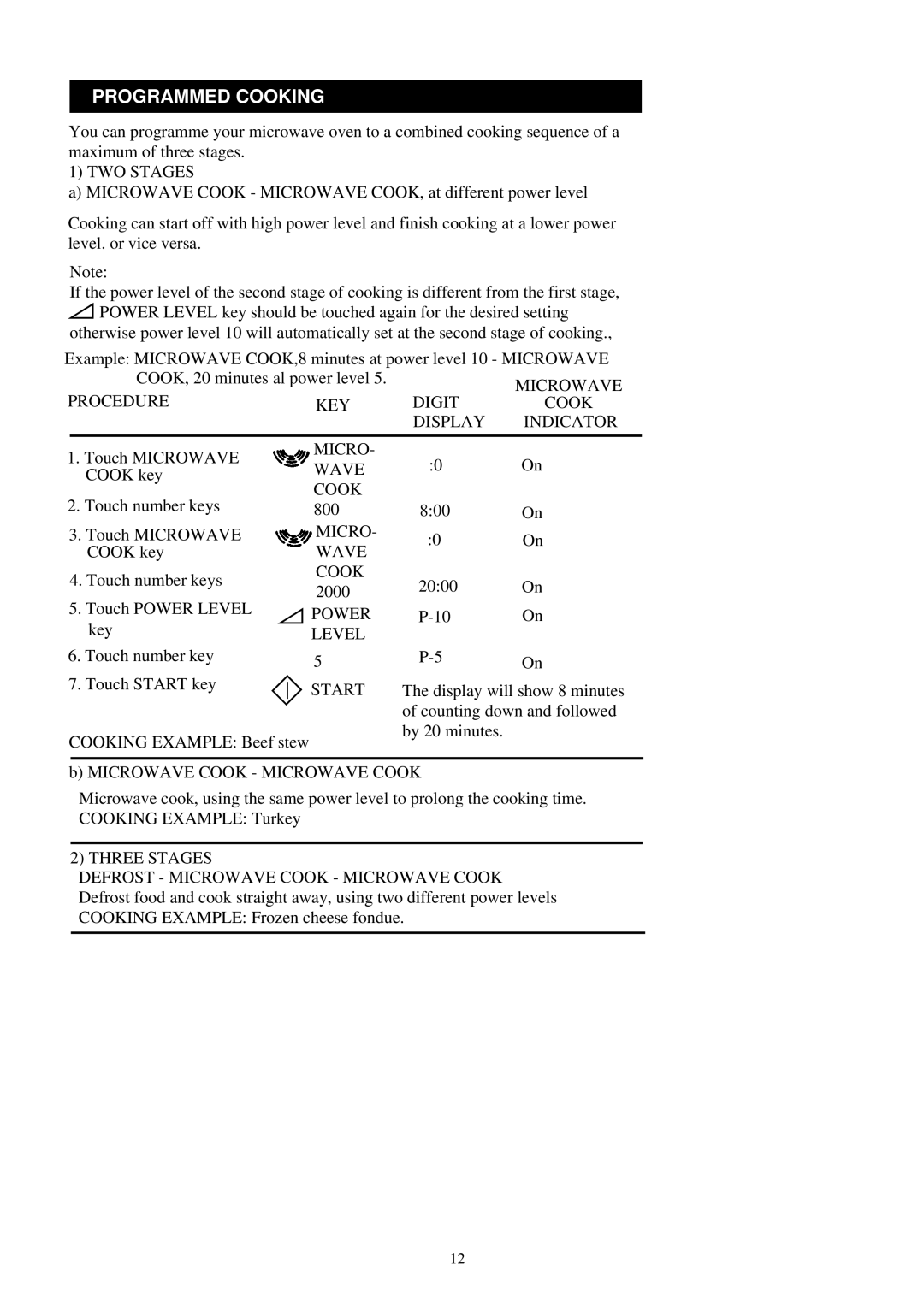 Palsonic PMO-800 instruction manual TWO Stages, Procedure Digit KEY, Power, Three Stages 