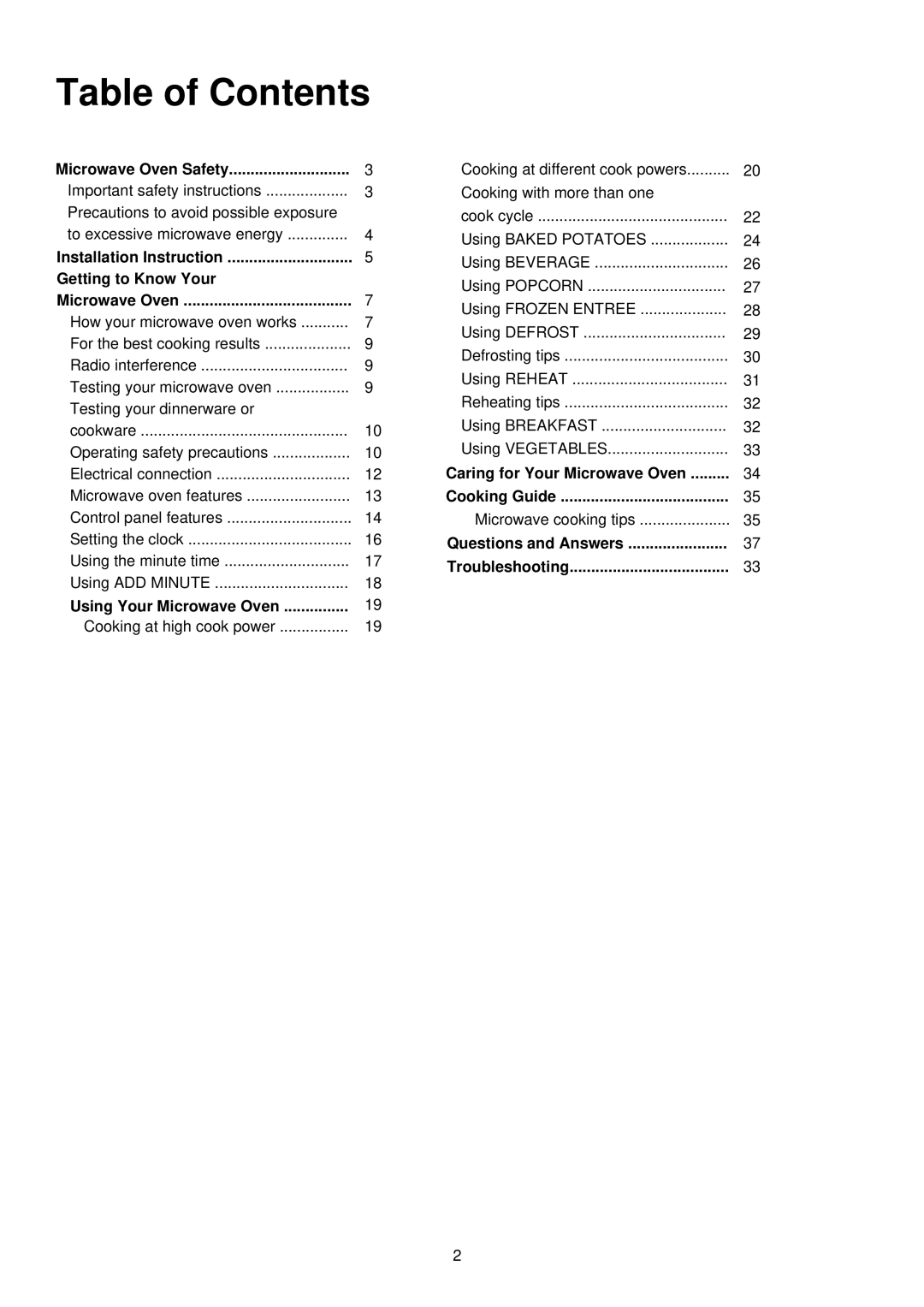 Palsonic PMO-850, PMO-888 installation instructions Table of Contents 