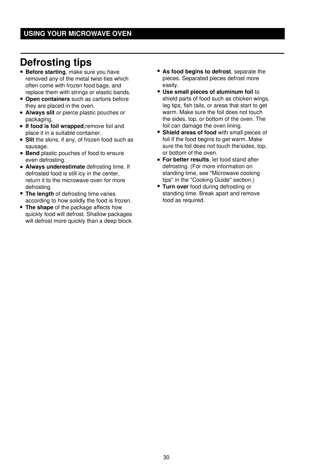 Palsonic PMO-850, PMO-888 installation instructions Defrosting tips 