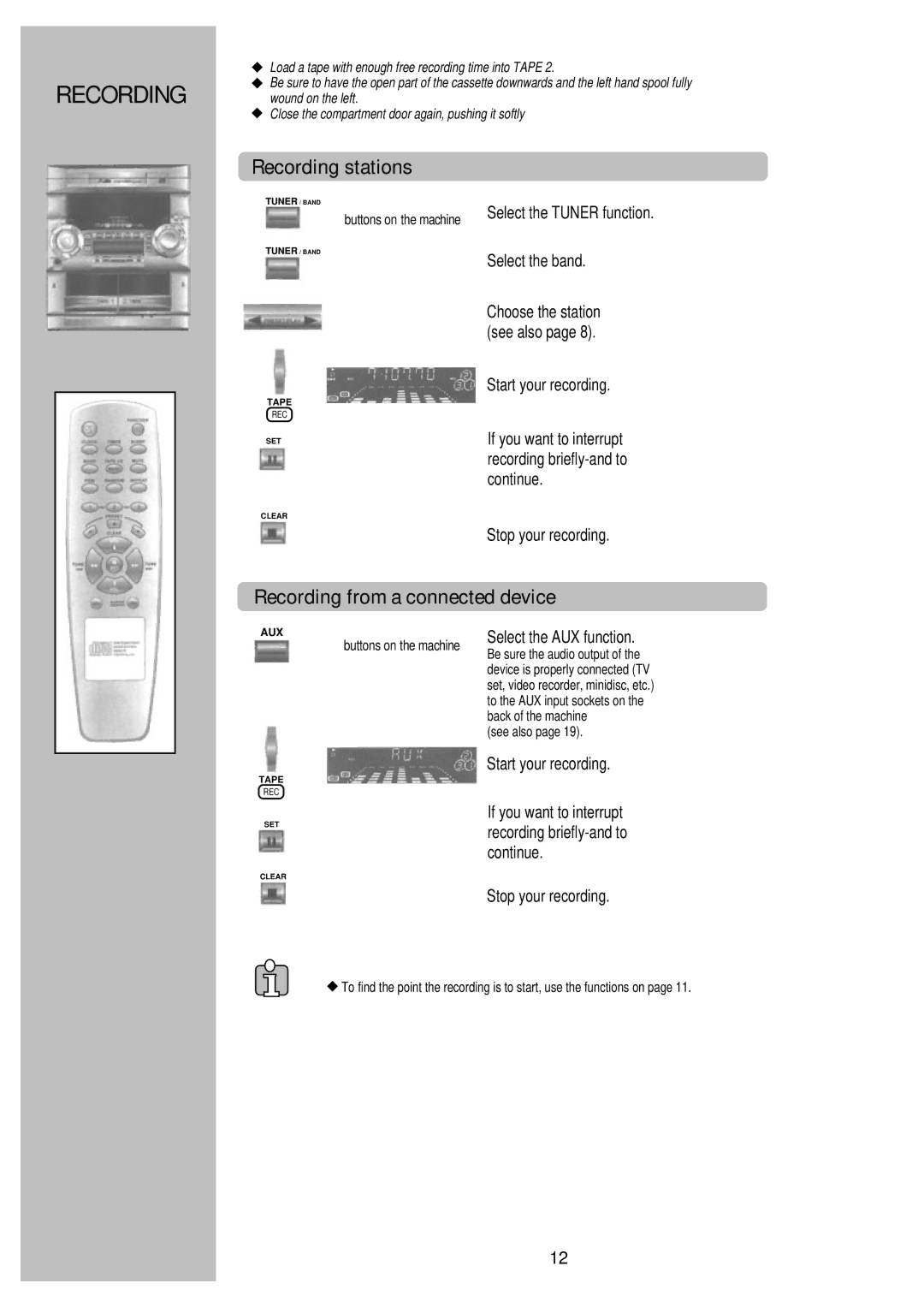 Palsonic PMSL-329 Recording stations, Recording from a connected device, Start your recording, Stop your recording 