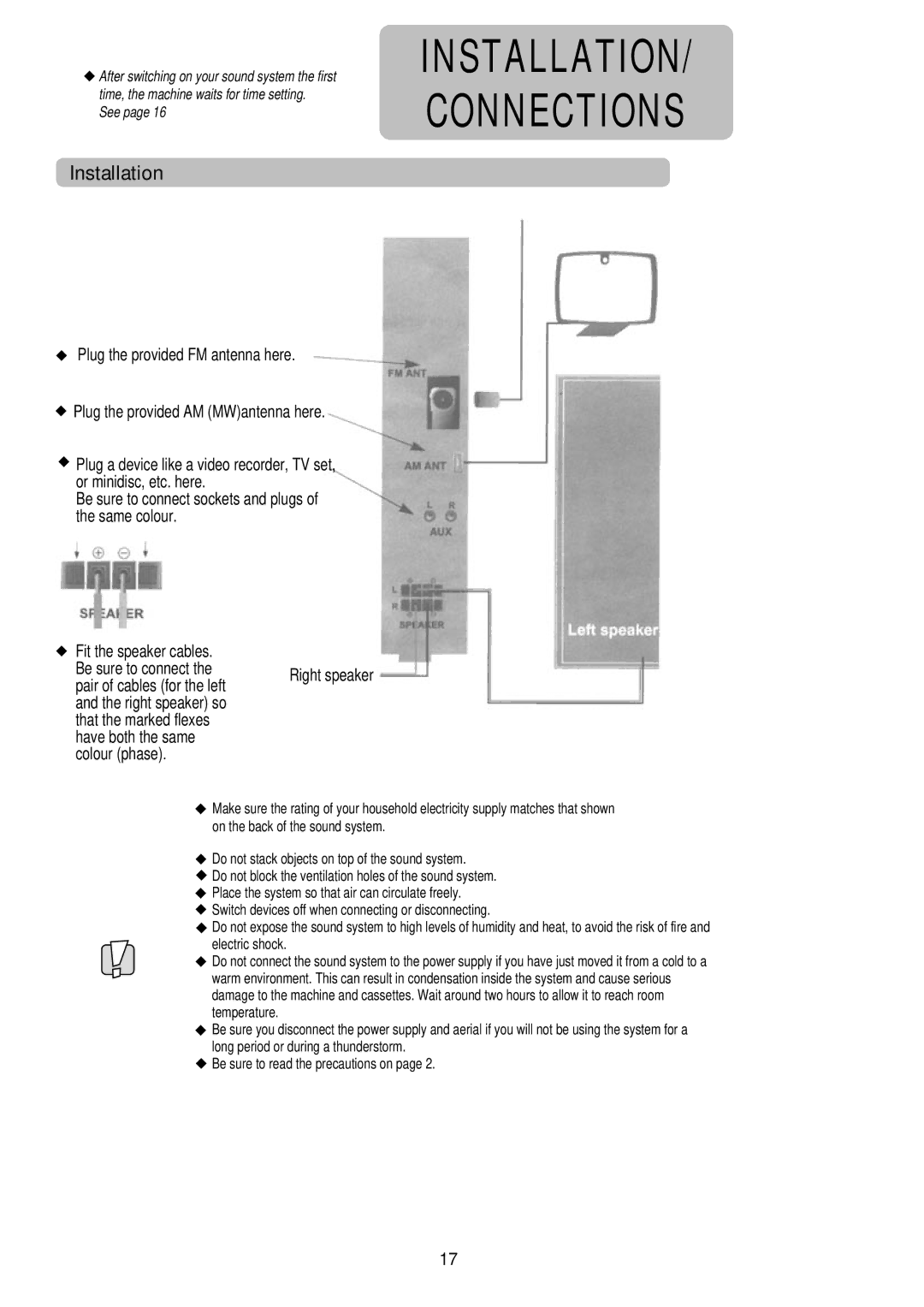 Palsonic PSML-729, PMSL-329 instruction manual Installation, Pair of cables for the left 