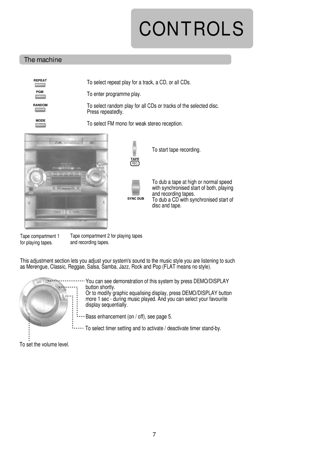 Palsonic PSML-729, PMSL-329 instruction manual To start tape recording, To dub a CD with synchronised start of disc and tape 