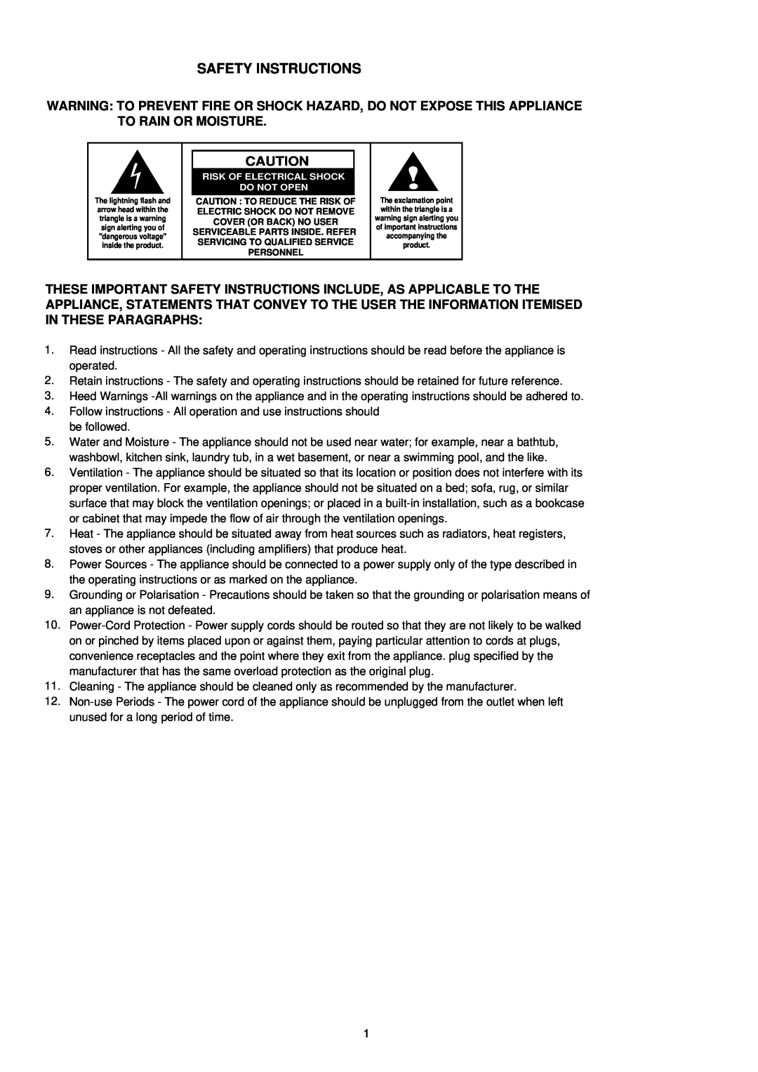 Palsonic PRC-241 instruction manual Safety Instructions 