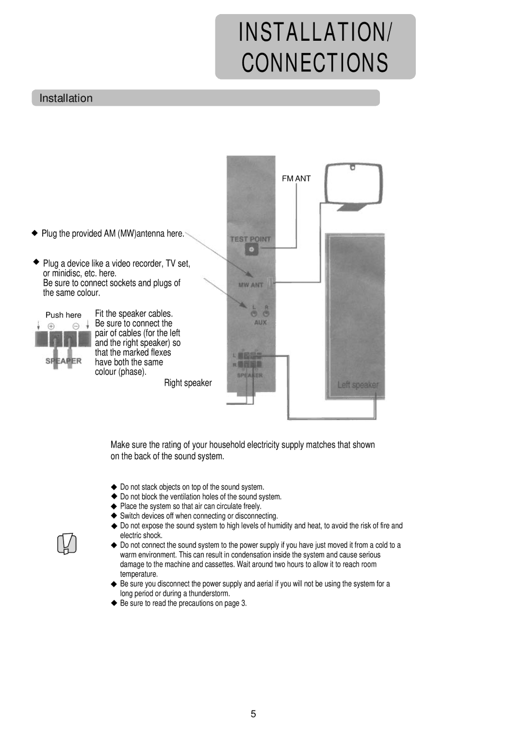 Palsonic PSML-826 instruction manual Installation Connections 