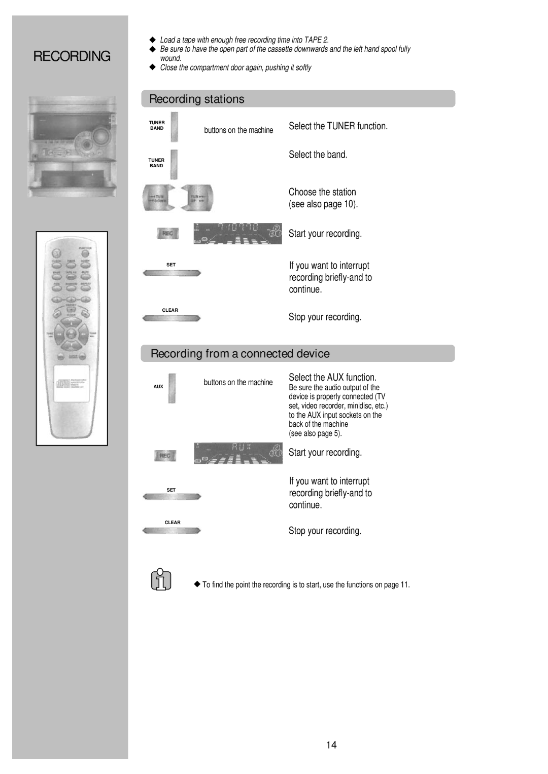 Palsonic PSML-926 Recording stations, Recording from a connected device, Start your recording, Stop your recording 