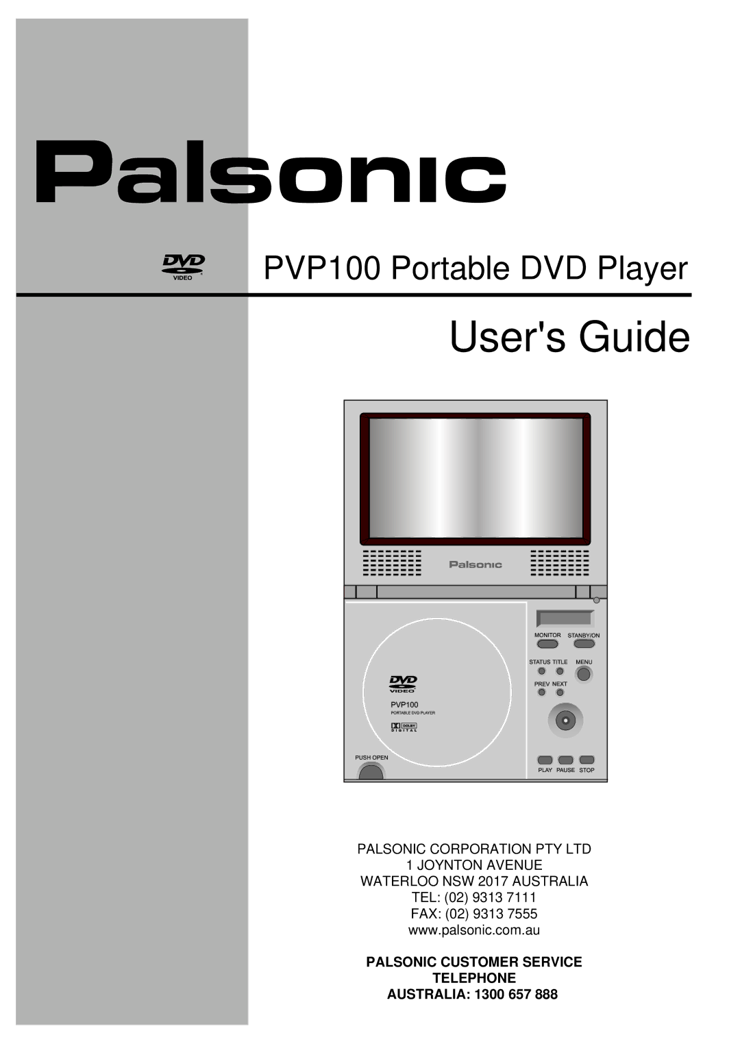 Palsonic PVP100 manual Users Guide 