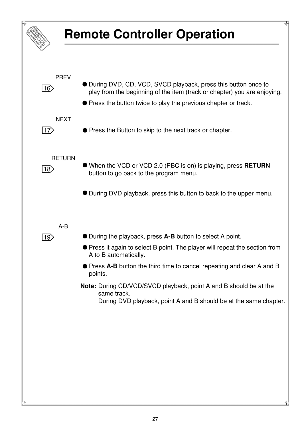 Palsonic PVP100 manual Prev Next 