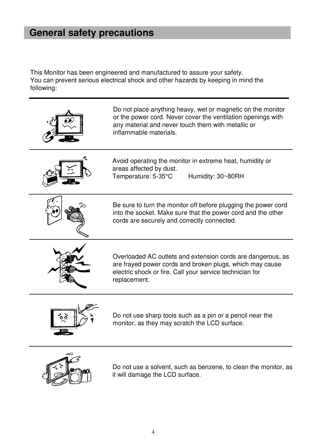 Palsonic TFTV-151 owner manual General safety precautions 