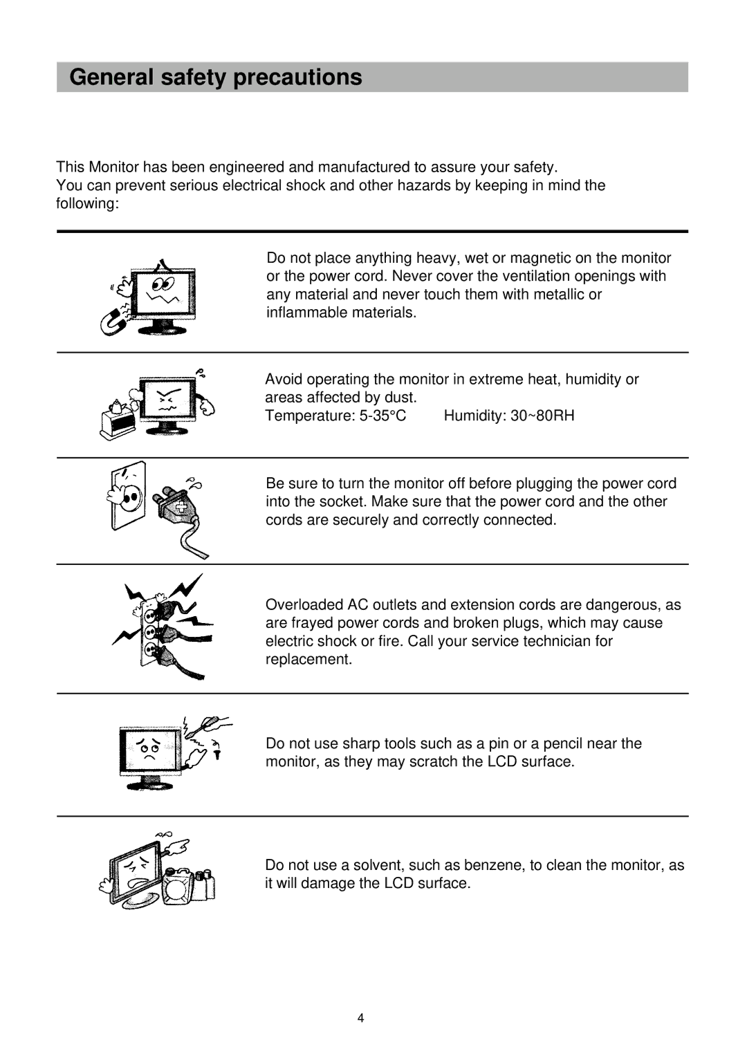 Palsonic TFTV-201 owner manual General safety precautions 