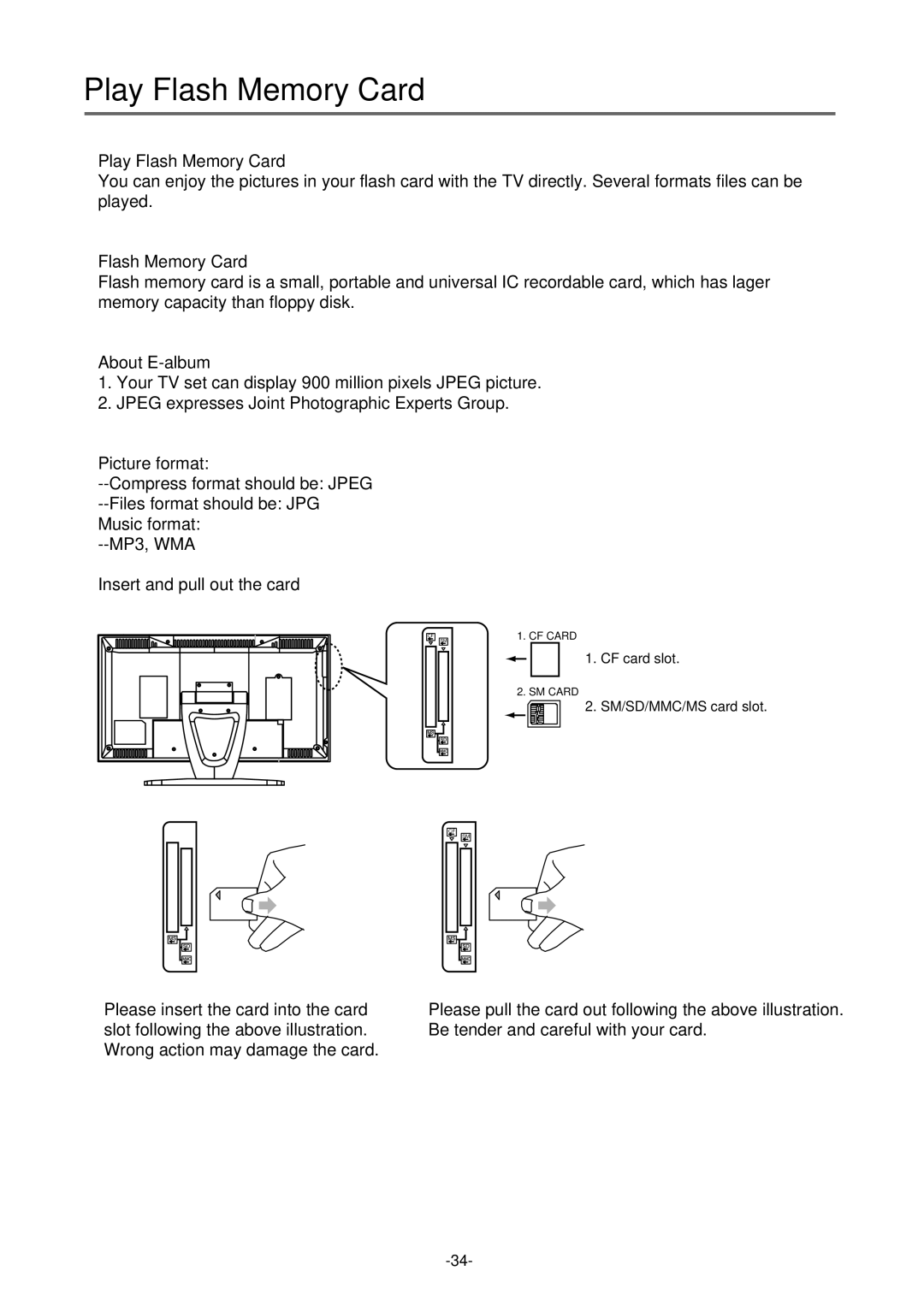 Palsonic TFTV-430 user manual Play Flash Memory Card 