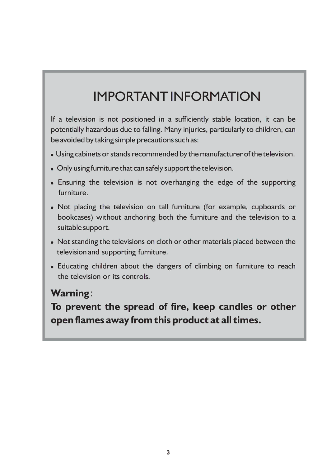 Palsonic TFTV325FL owner manual Important Information 