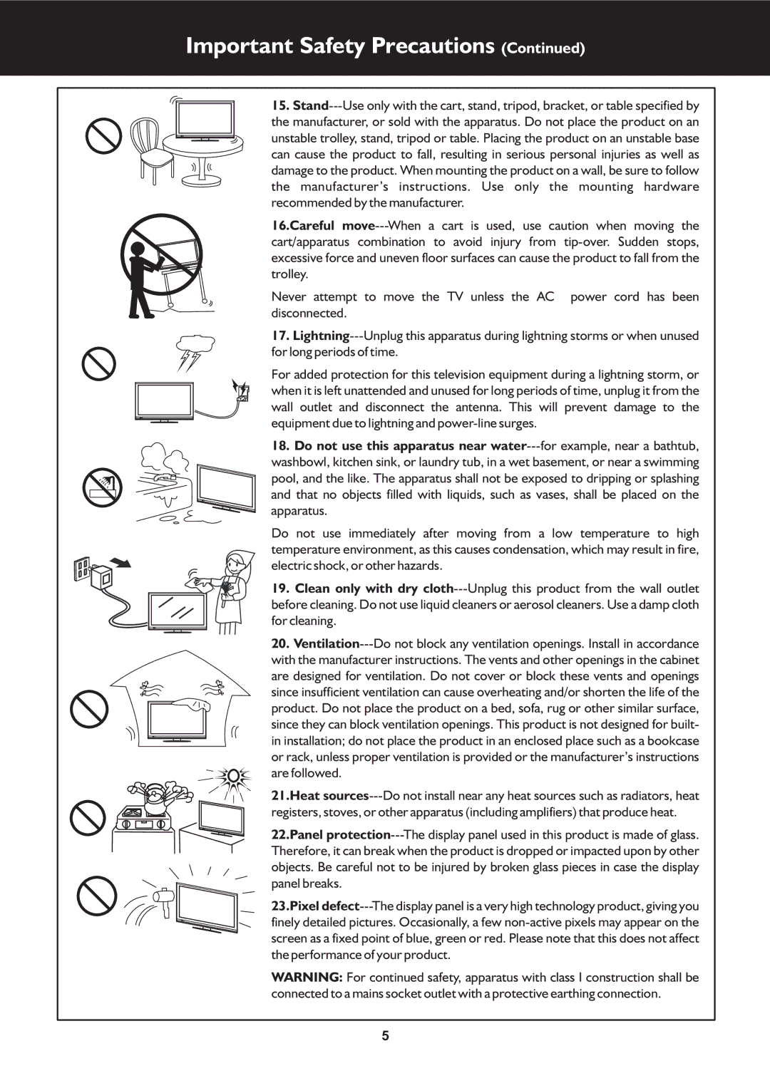 Palsonic TFTV325FL owner manual Important Safety Precautions 