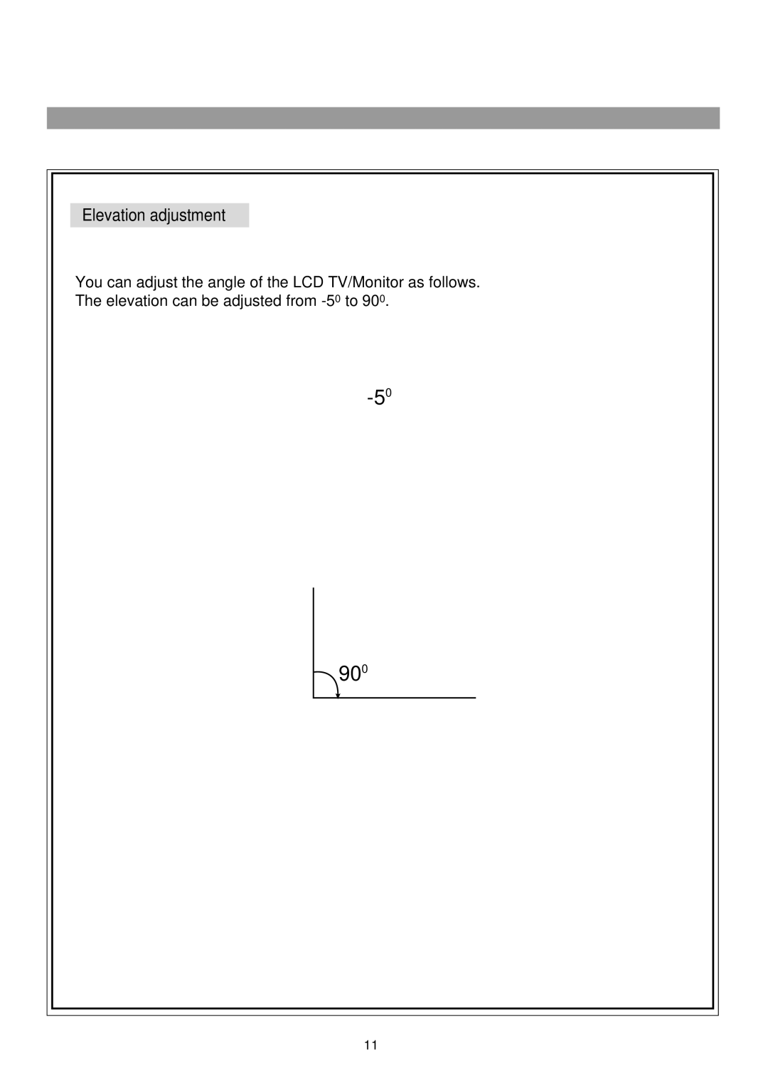 Palsonic TFTV380 owner manual Elevation adjustment 