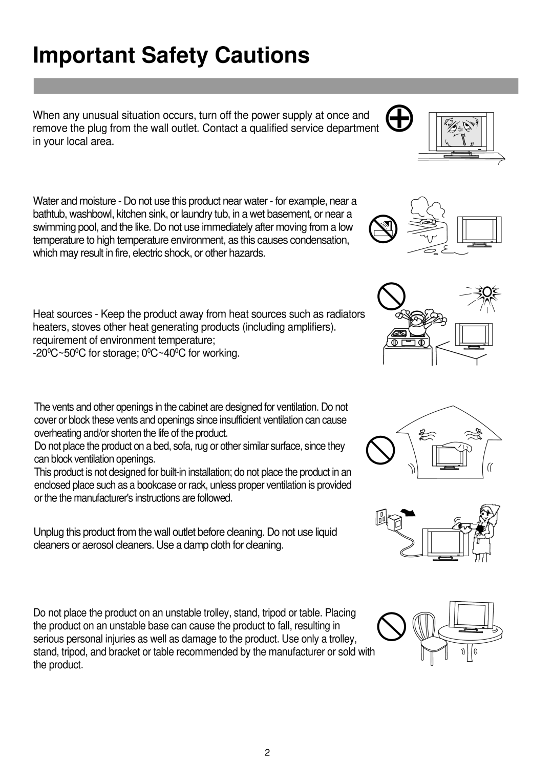 Palsonic TFTV380 owner manual Important Safety Cautions 