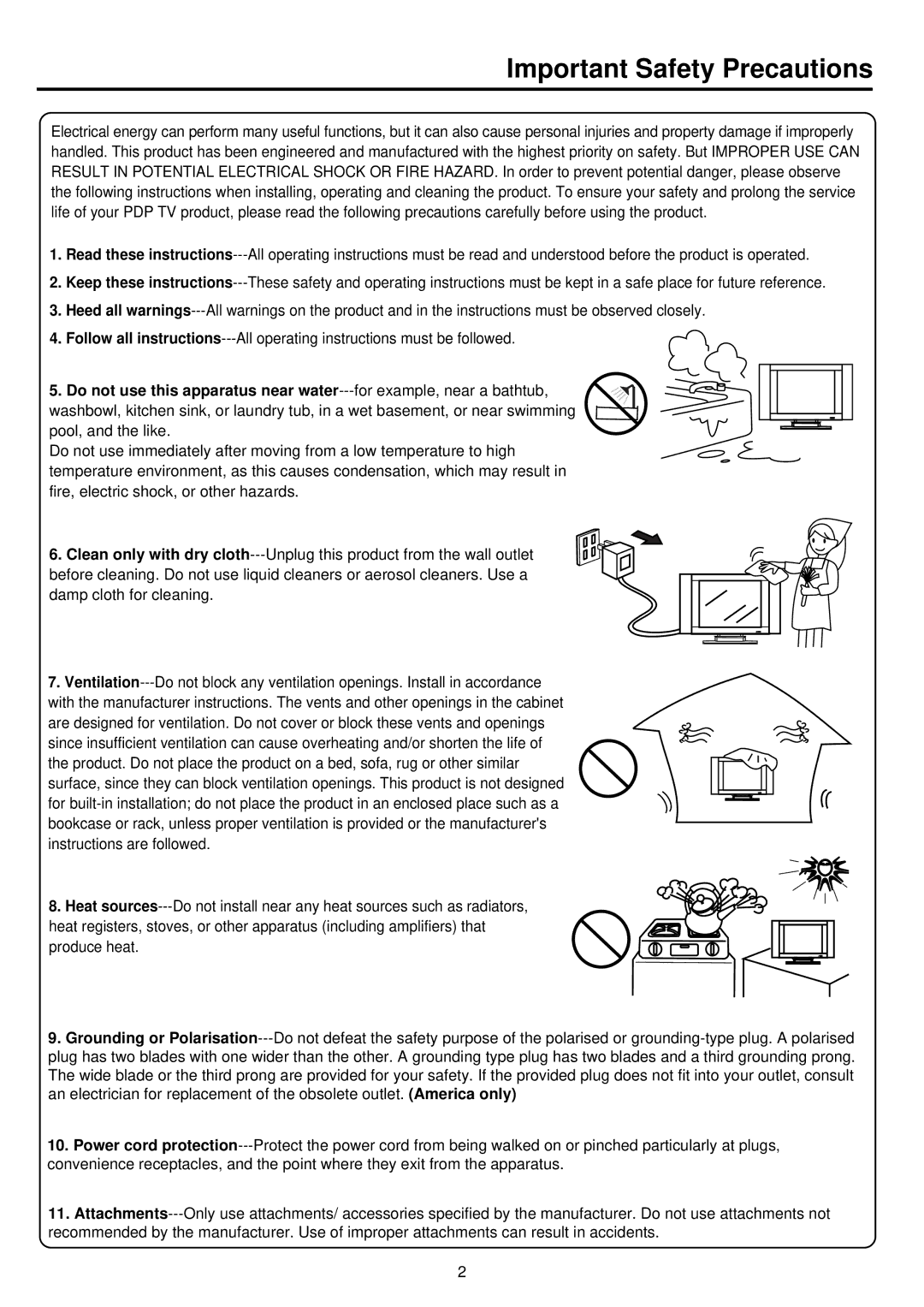 Palsonic TFTV385Y owner manual Important Safety Precautions 