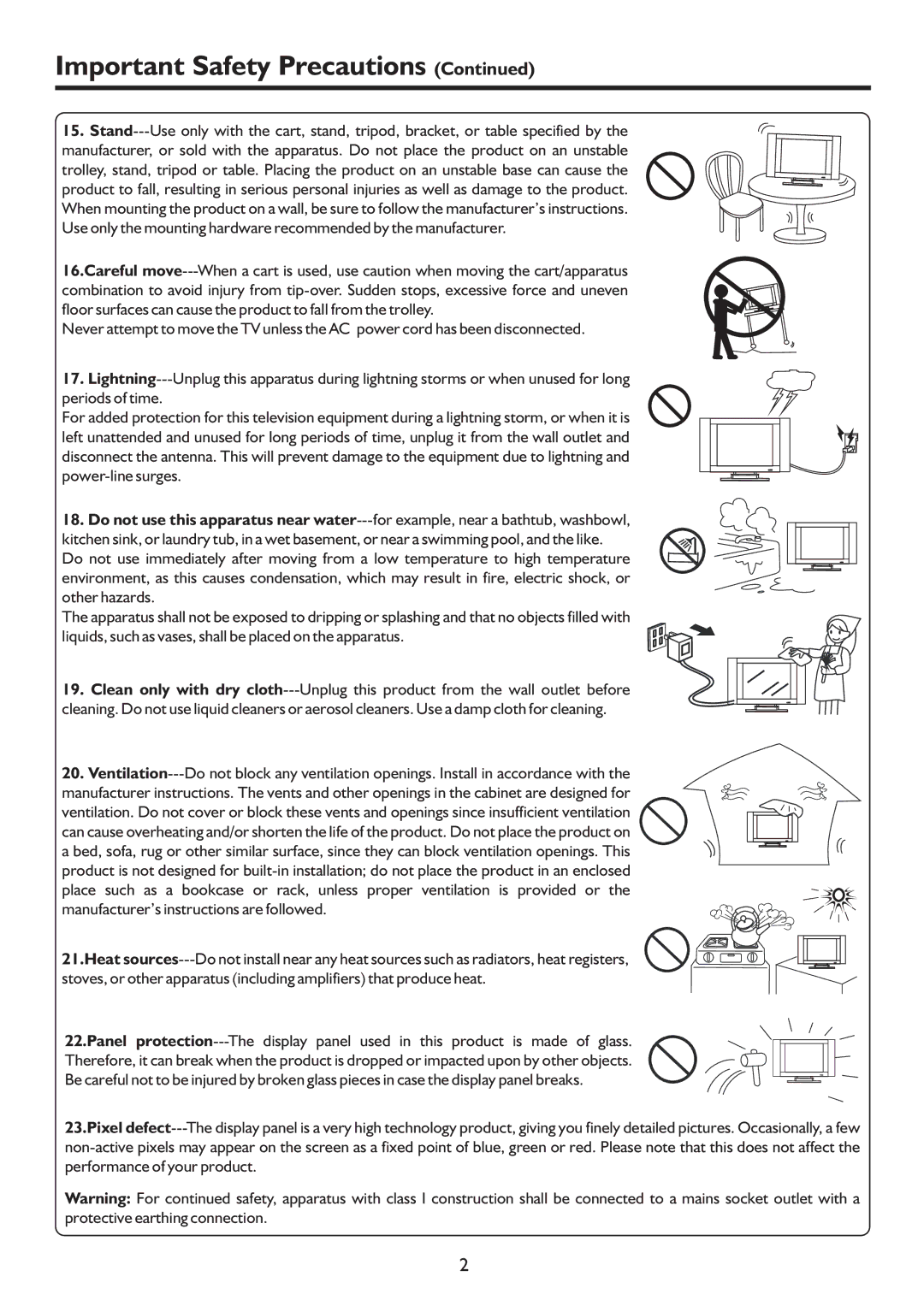 Palsonic TFTV4200FHD owner manual Important Safety Precautions 