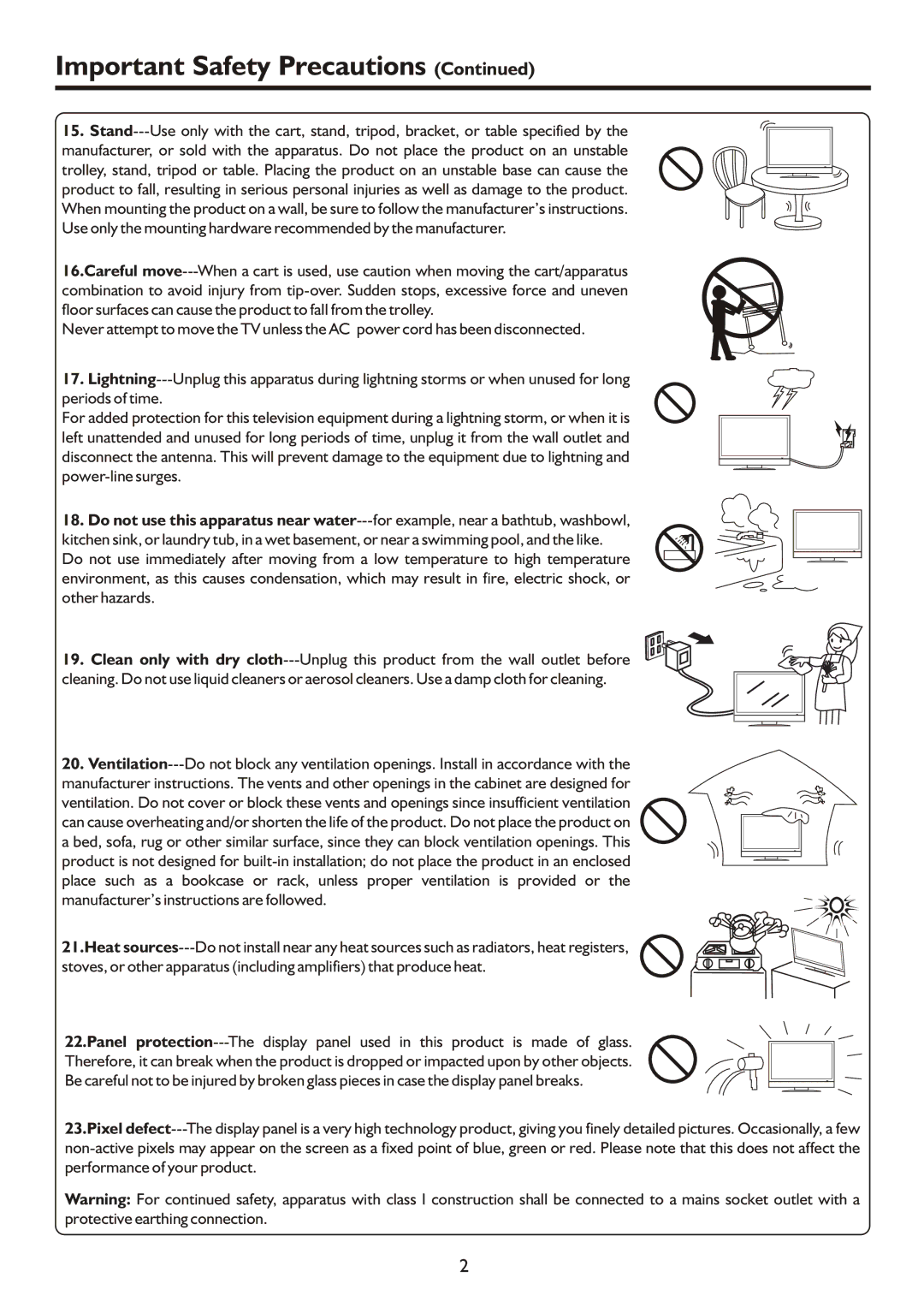 Palsonic TFTV490HD, TFTV490PWHD manual Important Safety Precautions 