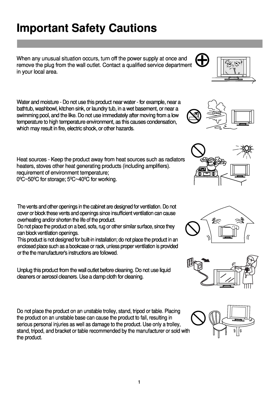 Palsonic TFTV515 owner manual Important Safety Cautions 
