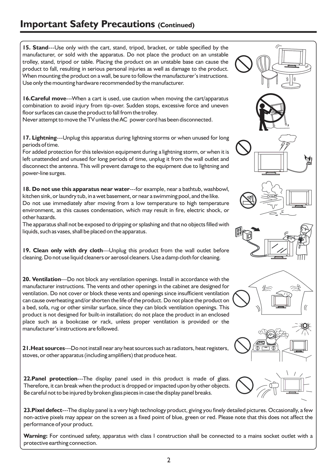 Palsonic TFTV552LED owner manual Important Safety Precautions 