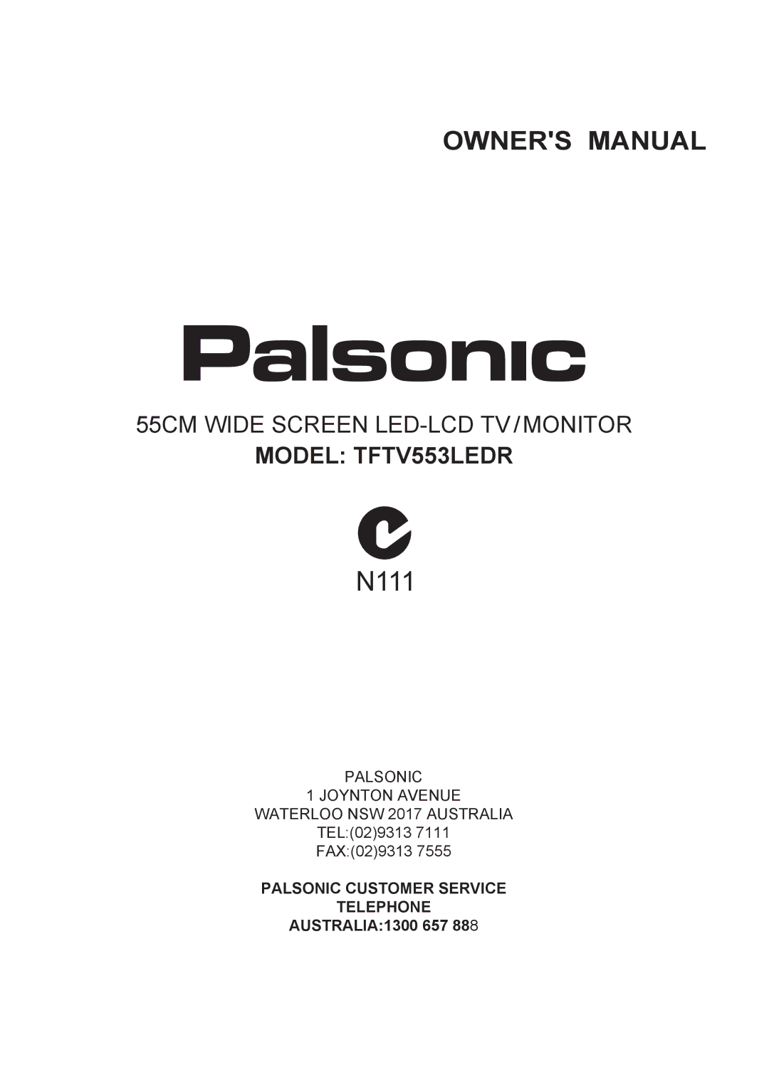 Palsonic TFTV553LEDR owner manual N111 