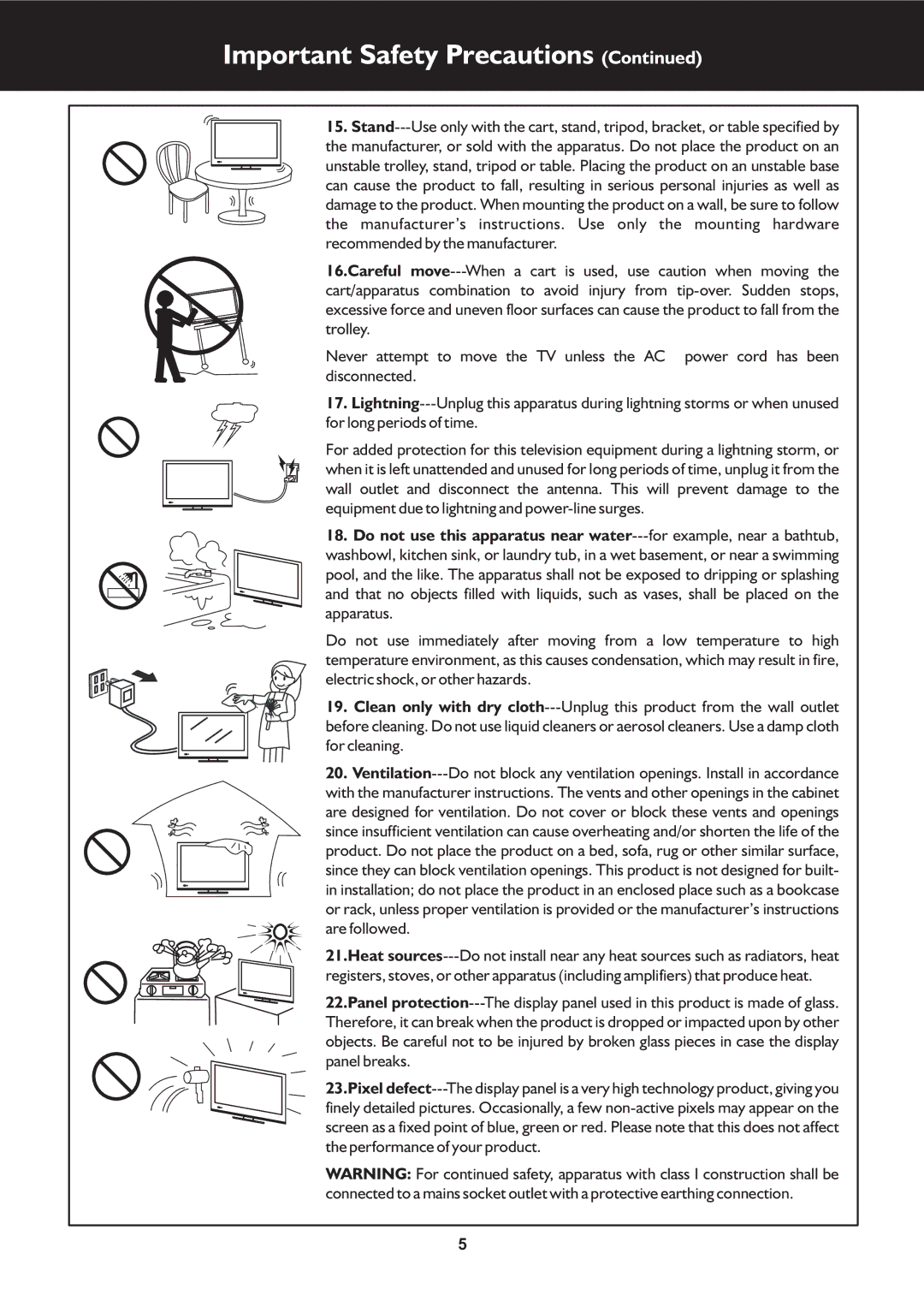 Palsonic TFTV553LEDR owner manual Important Safety Precautions 