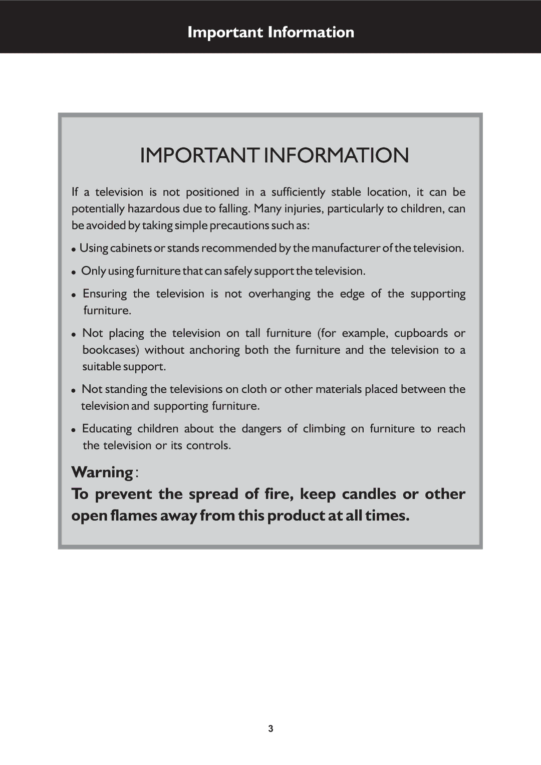 Palsonic TFTV663R owner manual Important Information 