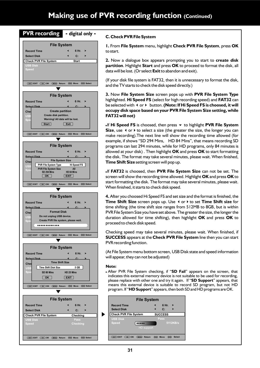 Palsonic TFTV663R owner manual Digital only, File System 