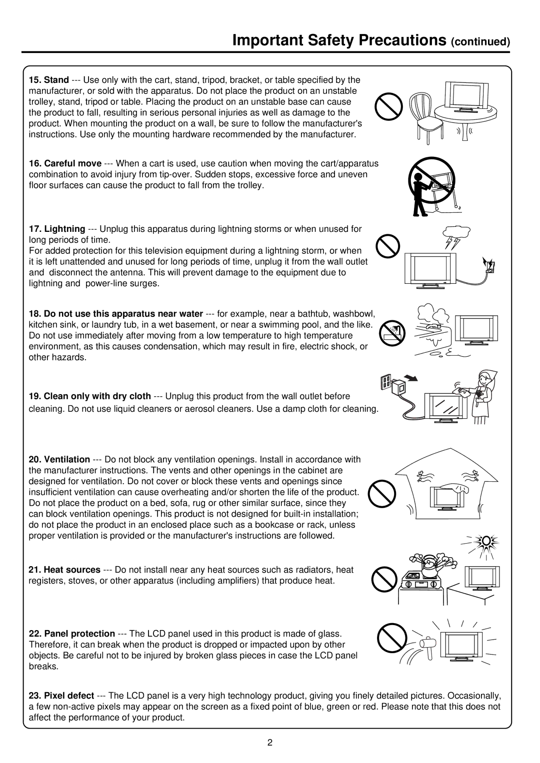 Palsonic TFTV680S owner manual Important Safety Precautions 