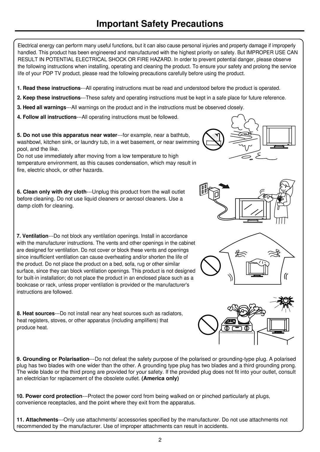 Palsonic TFTV681U owner manual Important Safety Precautions 