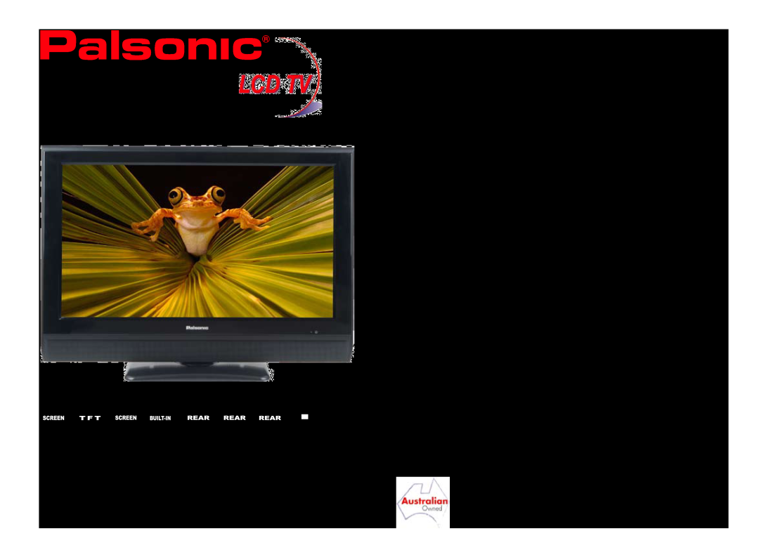 Palsonic TFTV812A specifications 81cm LCD Widescreen Television, 1366 x 768 High Resolution Screen, Minute Sleep Timer 