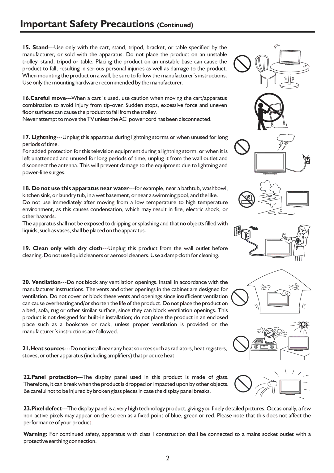 Palsonic TFTV818HD owner manual Important Safety Precautions 