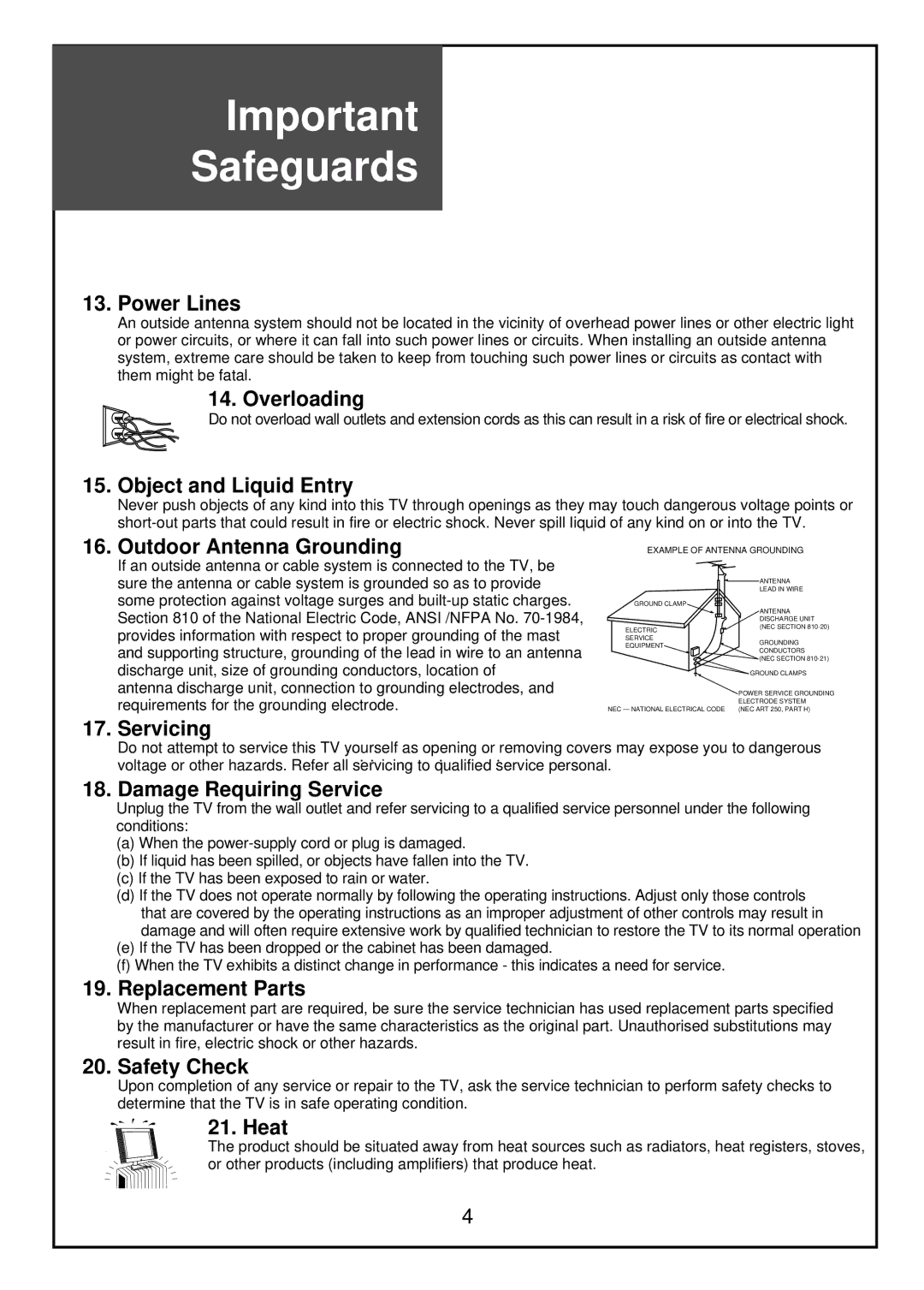 Palsonic TFTV68HDT, TFTV81HDT instruction manual Power Lines 