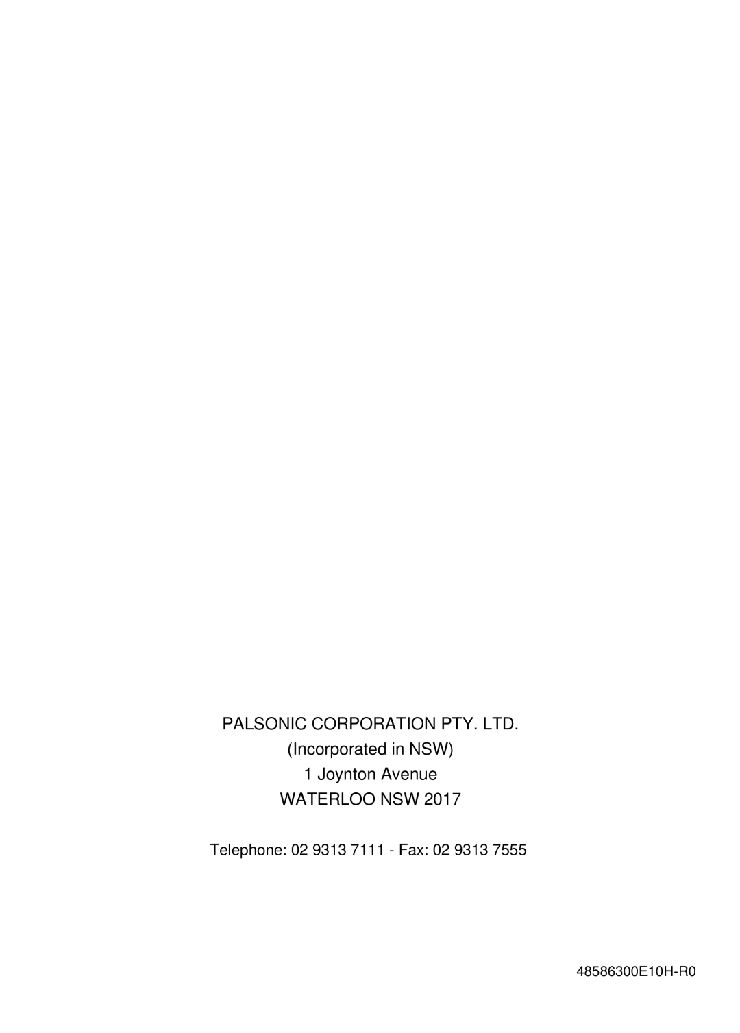 Palsonic TFTV68HDT, TFTV81HDT instruction manual Waterloo NSW 