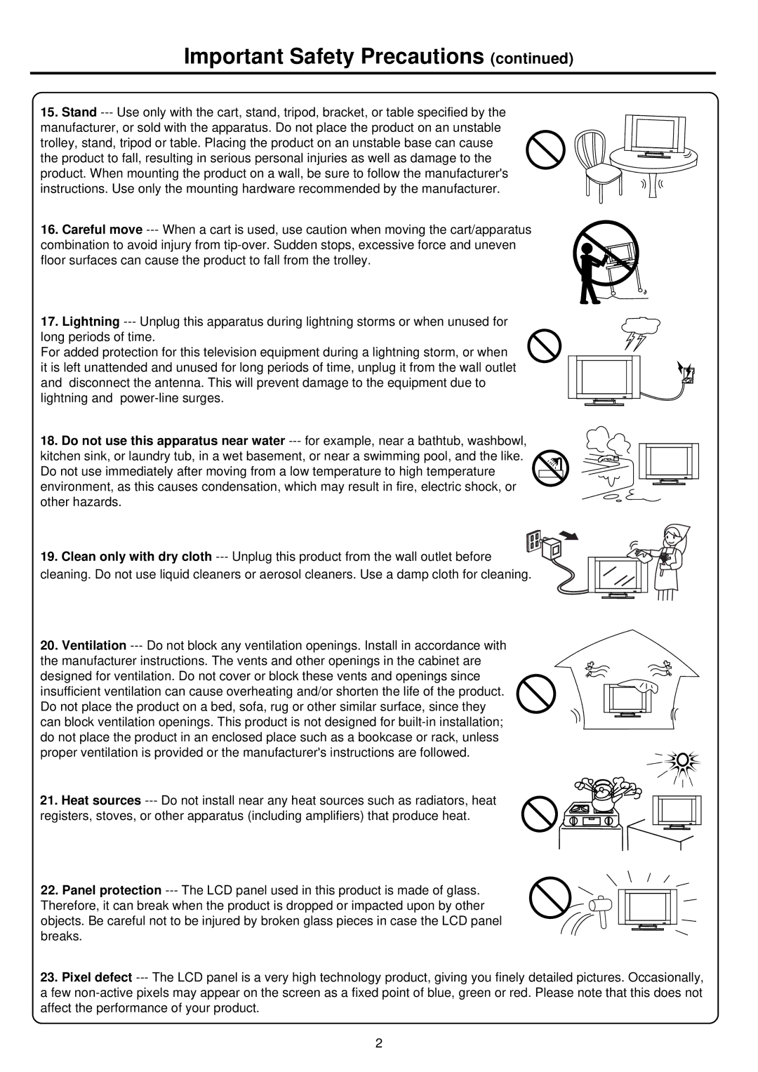 Palsonic TFTV935S owner manual Important Safety Precautions 