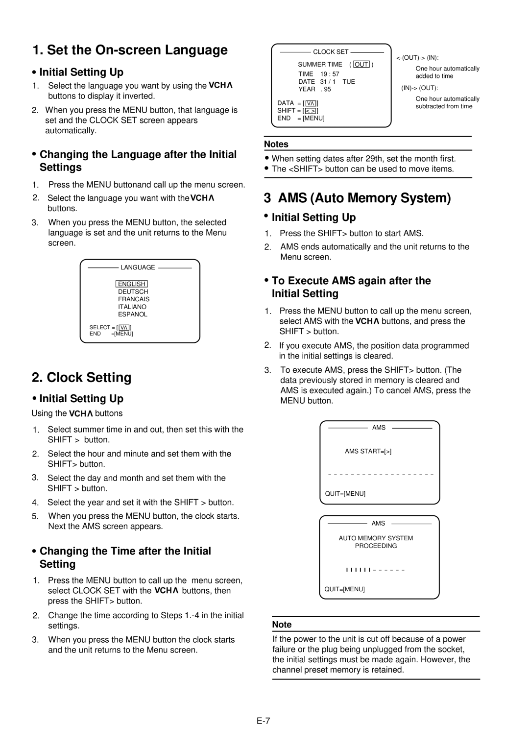 Palsonic VCR9600 Set the On-screen Language, Initial Setting Up, Changing the Language after the Initial Settings 