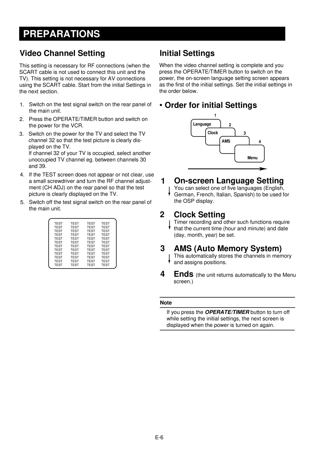 Palsonic VCR9600 owner manual Preparations 